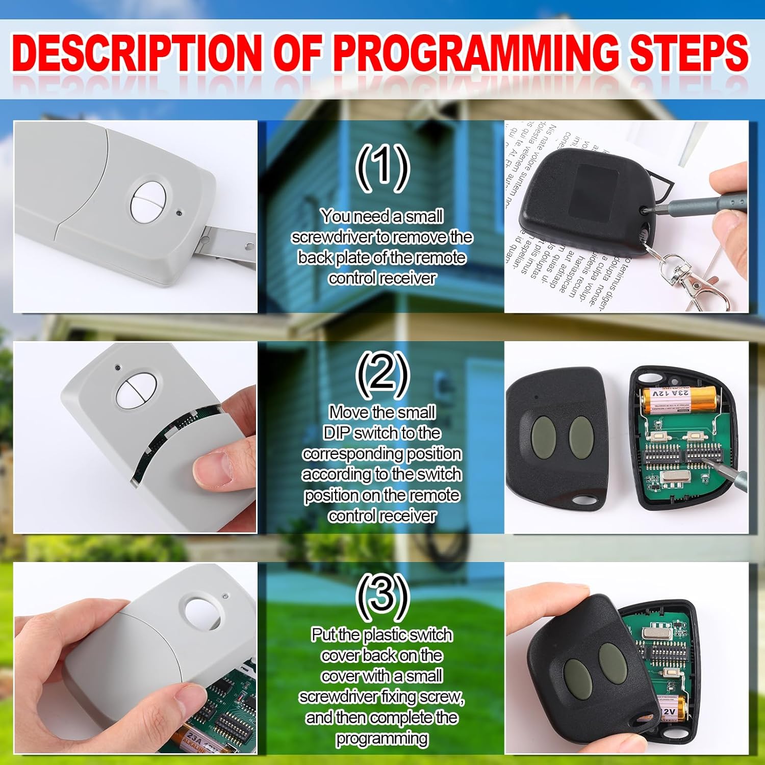 Kingdder 2 Pcs Two Button Garage Door Remote Compatible with Linear Multicode 10 Dip Switch 3089 3060 3070 3083 300mhz Gate Opener Garage Door Remote Replacement, 2 Styles