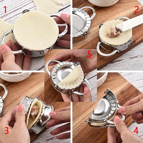 Miniatura 7 de Prensa para hacer raviolis de acero inoxidable molde Pierogi molde Wonton herramienta fácil de empanada para envolver bolas de masa cortador de
