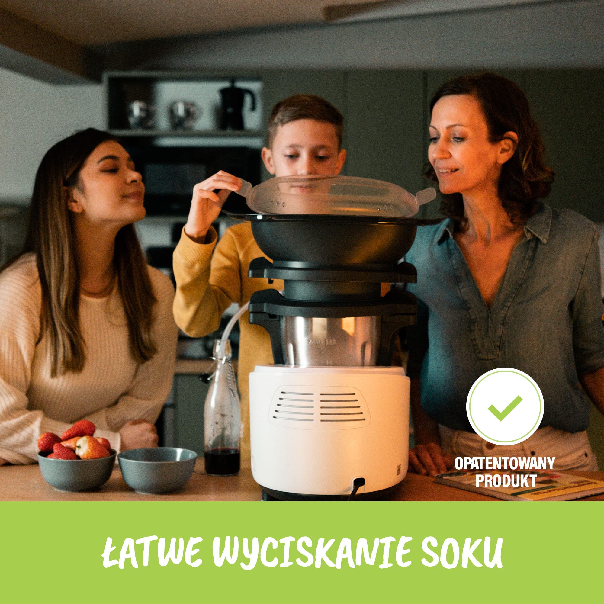 MixFino Sokownik Parowy do Monsieur Cuisine Connect Smart Trend | Nasadka do MC Connect Smart Trend · PP i silikon platynowy · duże ilości owoców na sok, galaretki i syrop · e-book przepisów