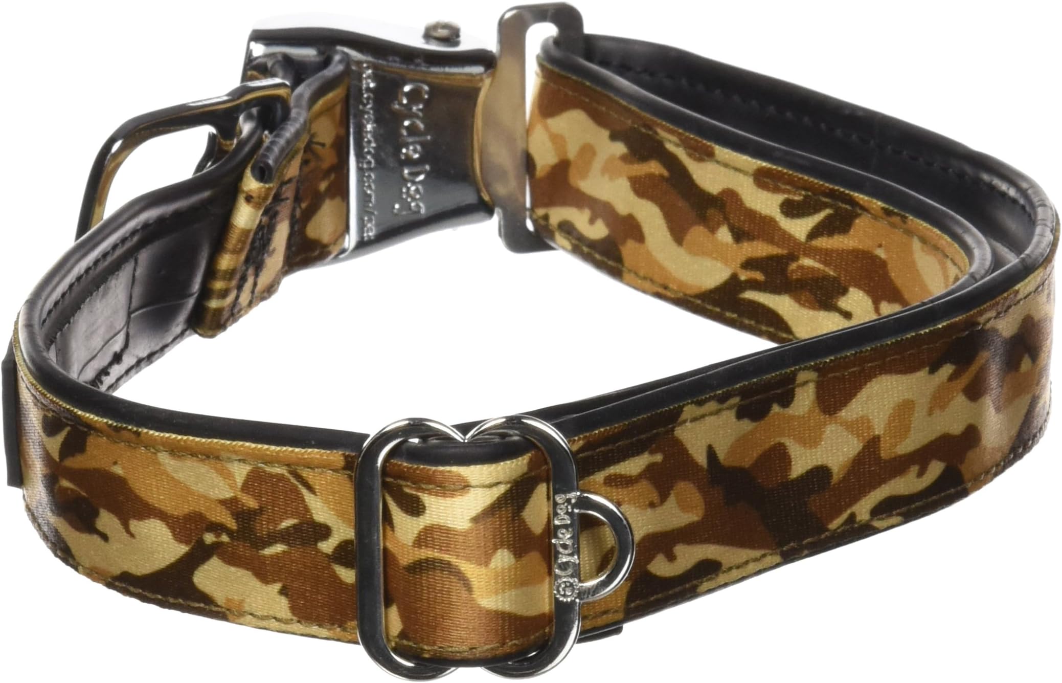 Cycle Dog Brown Camo Bottle Opener Dog Collar (Large, 17"-27") - No Stink Waterproof Collar for Dogs & Puppies/Secure Latch-Lock Buckle/Waterproof/Sustainably Made in USA with Recycled Material
