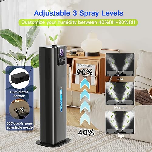Miniatura 4 de Smart Humidifiers Large Room Bedroom Home, 2.11Gal(8L) Quiet Top Fill Cool Mist Humidifier, Smart App & Remote Control, 3 Speed Humidifier with 360