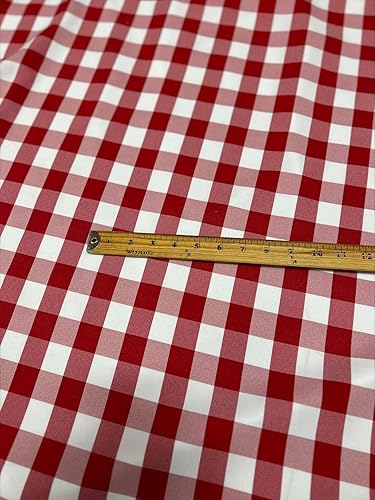 Miniatura 6 de Tela a cuadros de 5 yardas de 60 pulgadas de ancho, tela a cuadros de búfalo a cuadros, 100% poliéster, tela a cuadros blancos y rojos, perfecta
