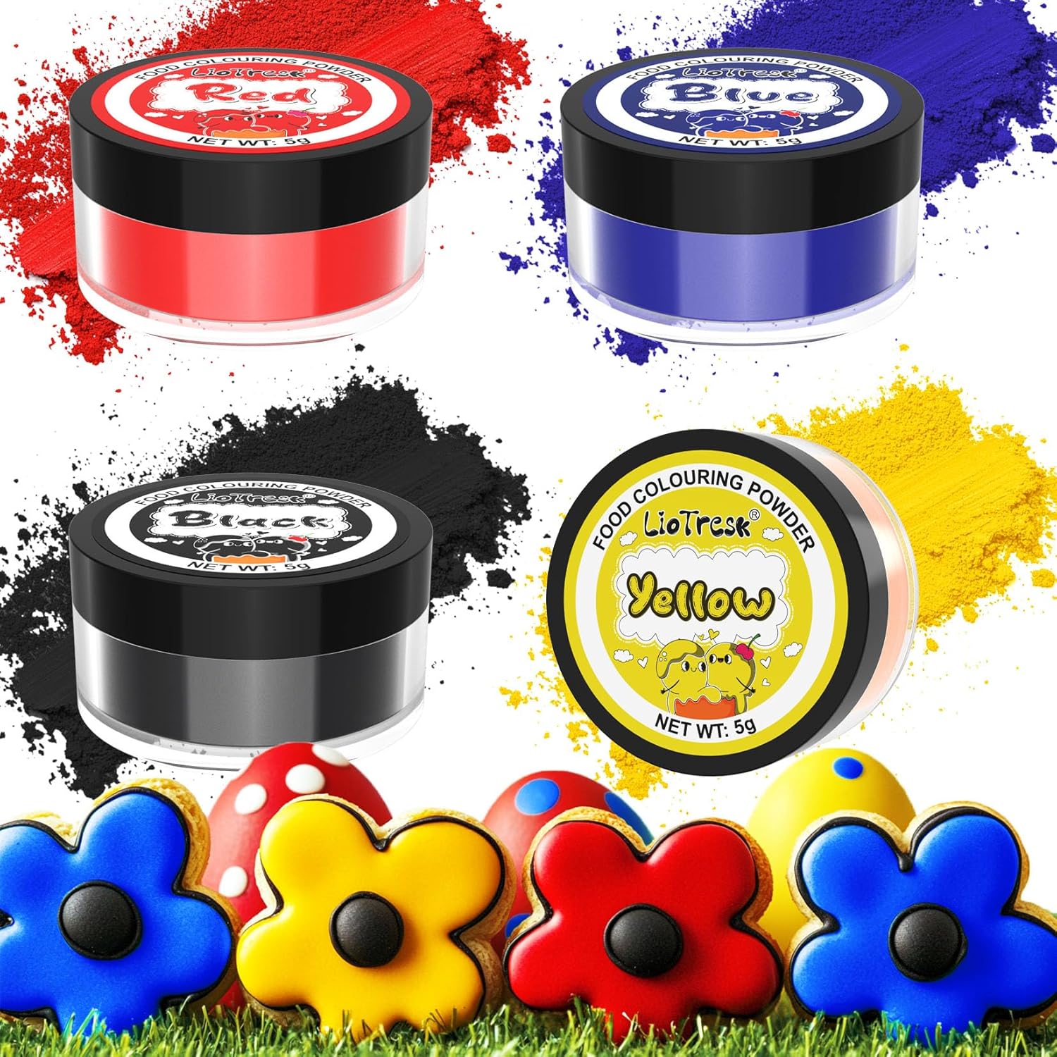 Food Colouring Powder, 4 Colours Food Colouring for Cake Set, High ...