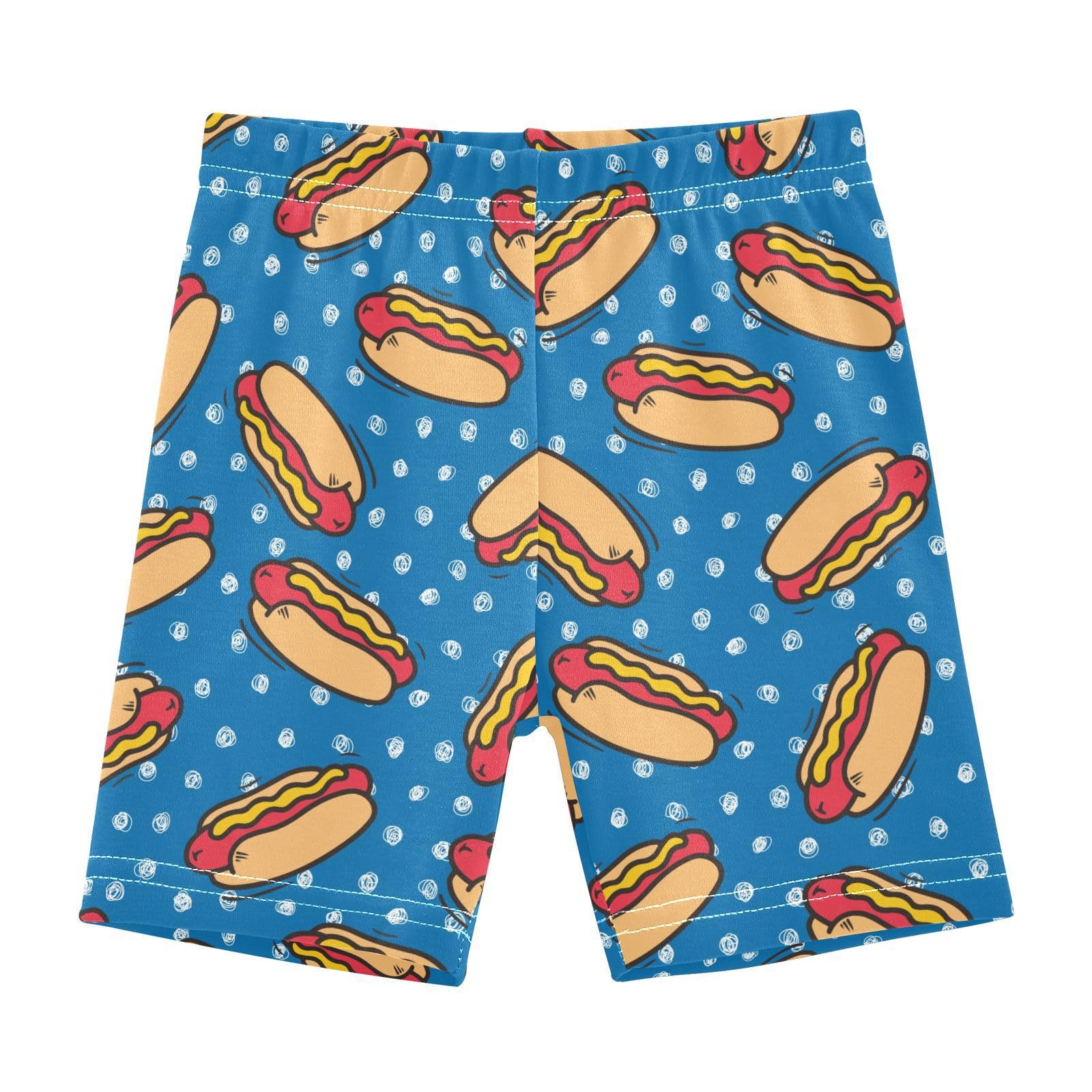 JHKKU Girls Cartoon Hot Dog Shorts Cotton Cartwheel Bike Kids Biker Under Dress Dance Short Girl Clothes 5T