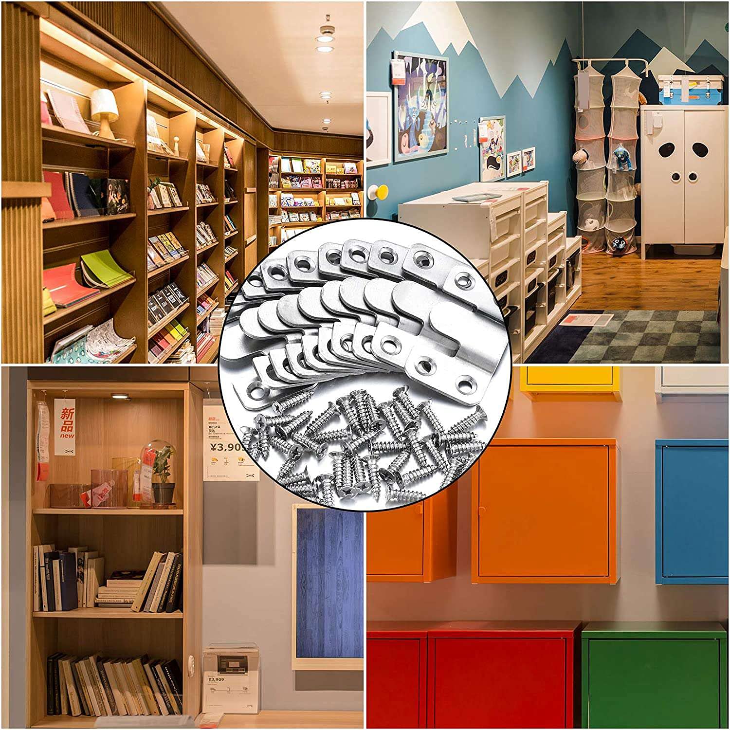 thumbnail: 100 Stuks Inbouw Beugels RVS - 40x30 Mm, Voor Foto's, Kunst En Wanddecoratie