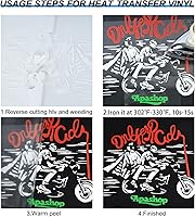 Vista 10 de TUMIYA HTV Heat Transfer Vinyl Rolls - 12" x 30 Ft HTV Vinyl, Black Iron on Vinyl DIY Design for T-Shirt (Black)