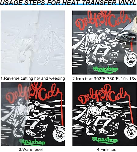 Miniatura 5 de TUMIYA HTV rollos de vinilo de transferencia de calor de 100.1 x 8.2ft para camiseta con adhesivo brillante en la parte trasera blanca plancha en