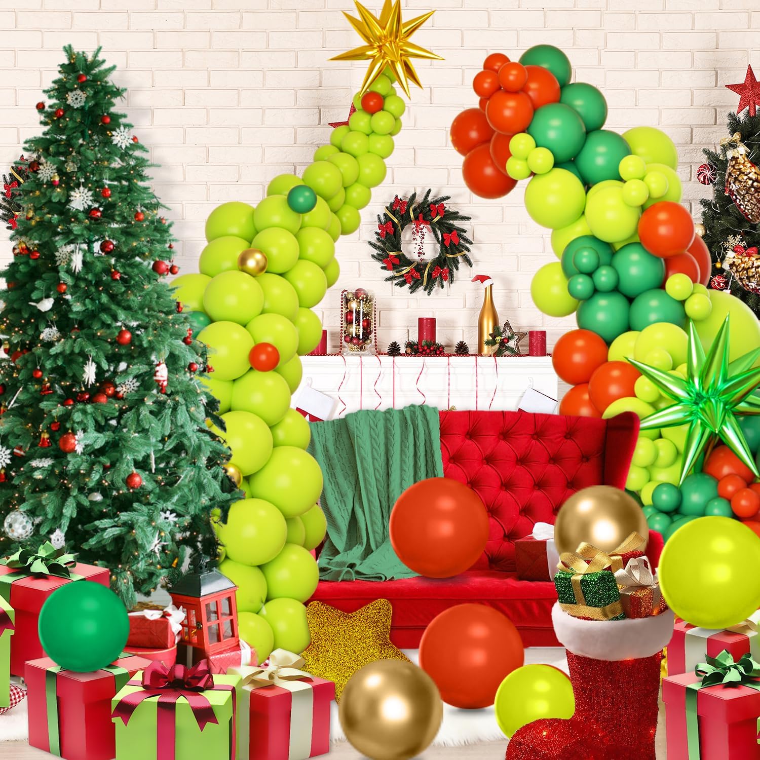 Green Balloon Arch Kit 178 Pcs Christmas Balloon Arch Garland Kit Includes Green and Red Balloons Include Green Red Balloons for Christmas Birthday Party Decorations Supplies image 3