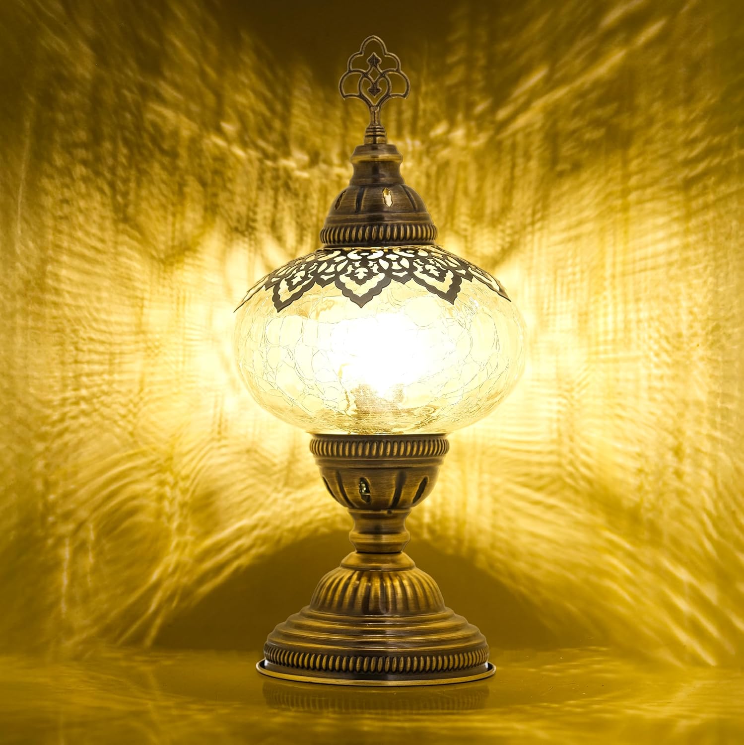 Mozaist Battery Operated Turkish Lamp with Built-in LED Light, Cordless Mosaic Table Lamp, Moroccan Decorative Glass Vintage Lamp Shade, Portable Desk Bedside Stained Glass Lamp