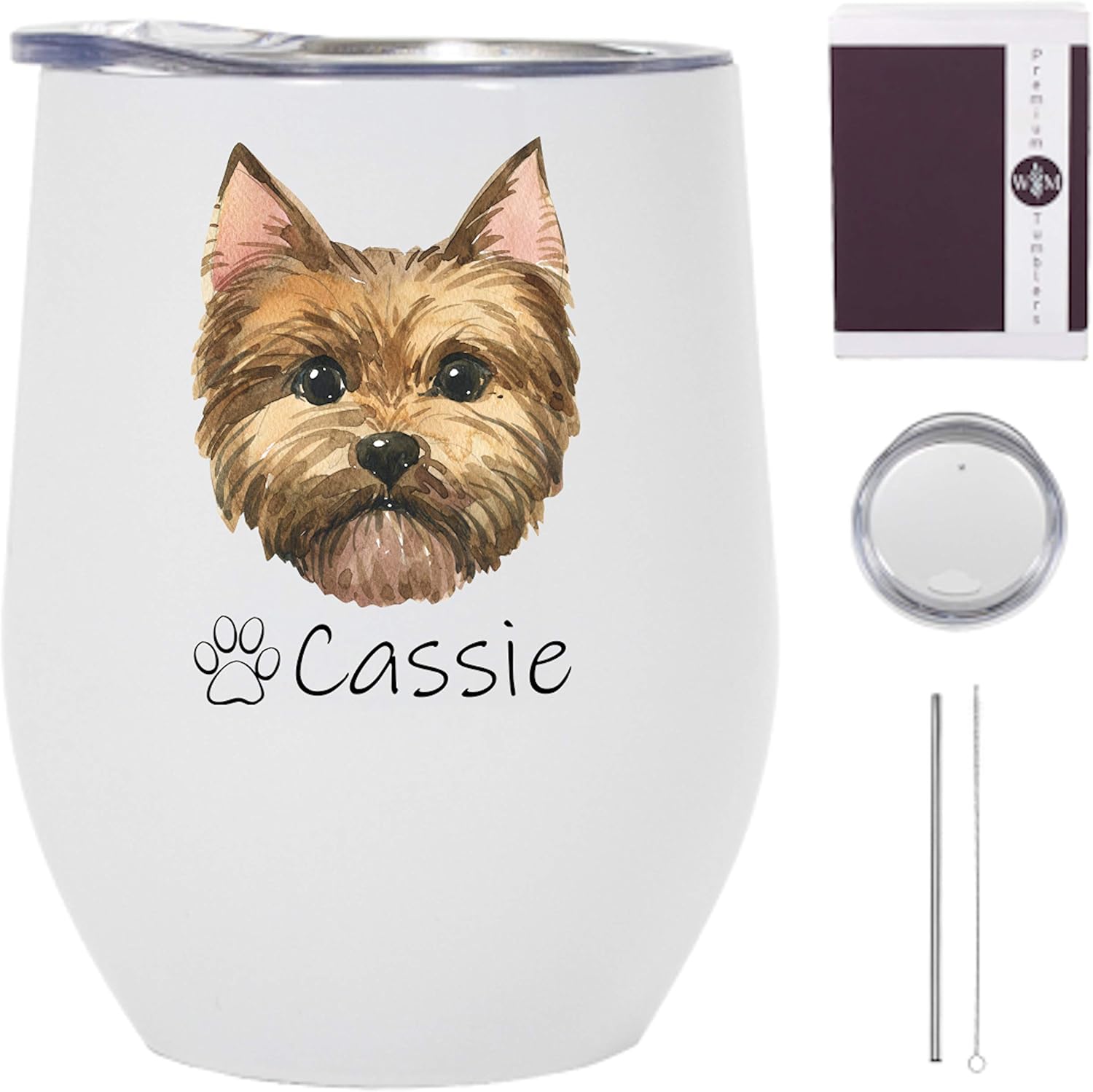 Yorkie Wine Tumbler 12 oz Stainless Steel Tumbler with