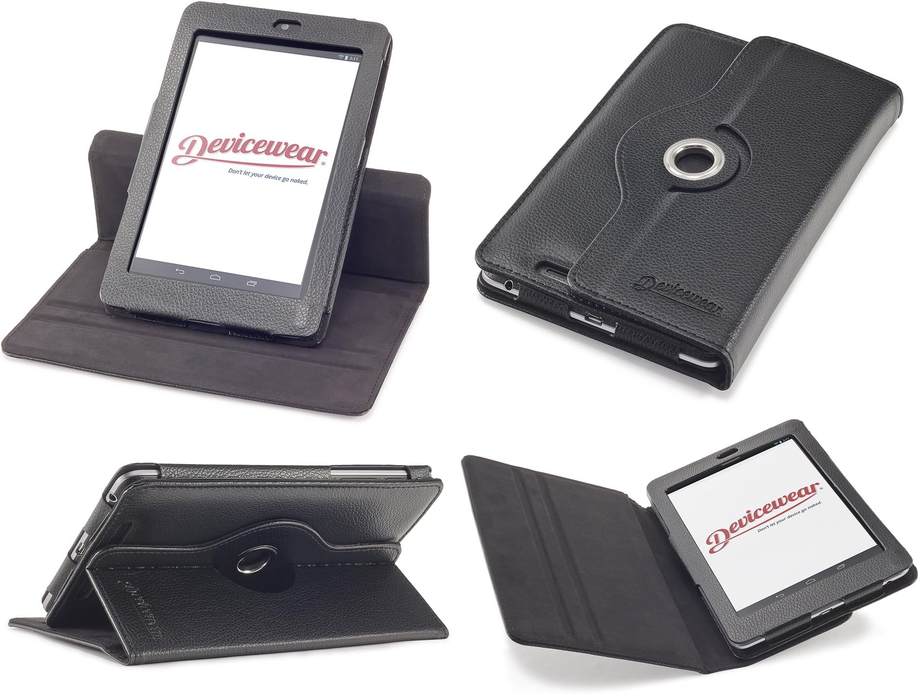Rotating Google Nexus 7 Case First Generation/2012 with Multi-angle Stand, Smart On/Off switch, Black vegan leather
