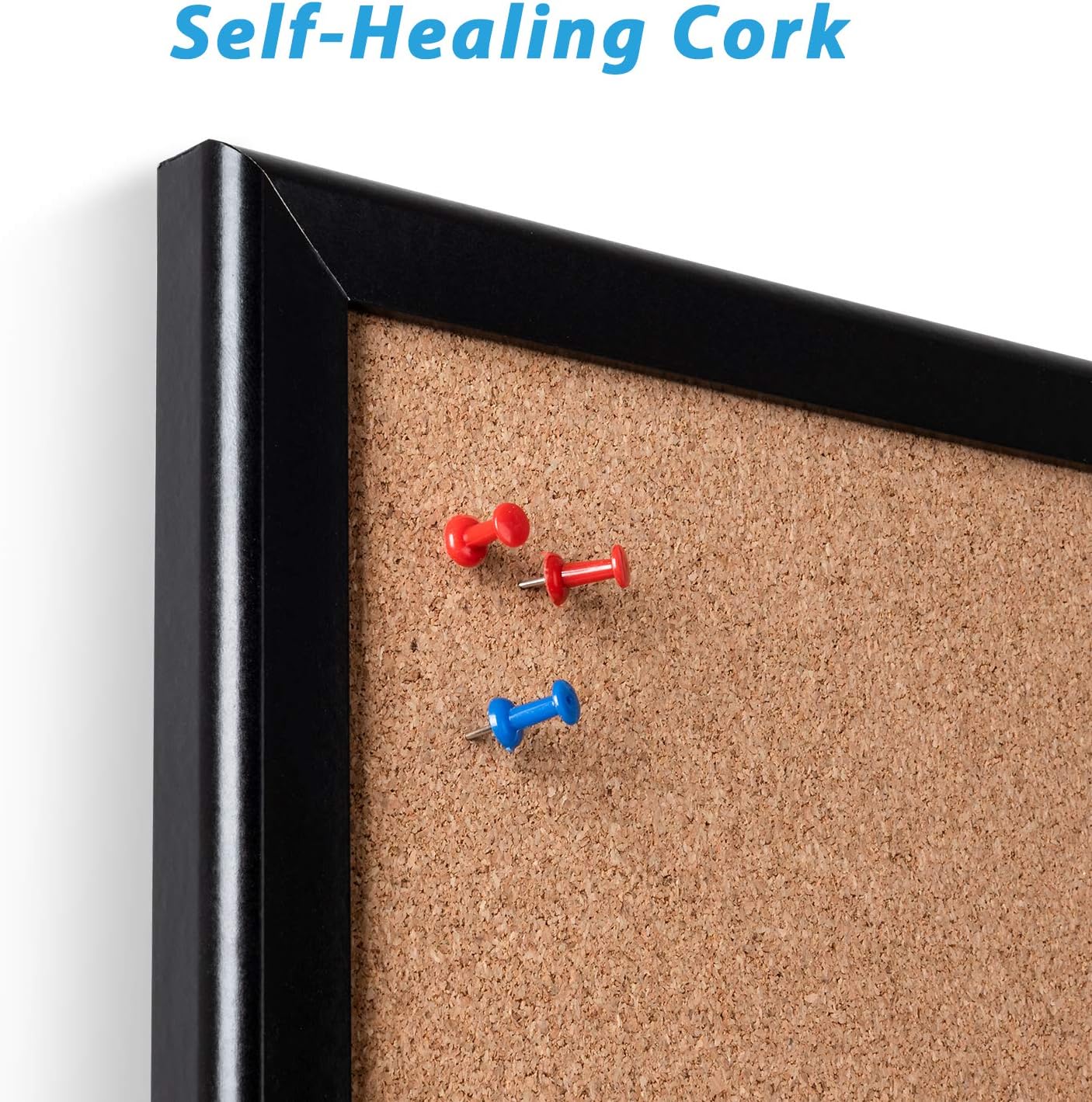 ORIENTOOLS 48 x 36 Inch Cork Board with 10 Color Pins, Bulletin Board with Black Frame for Home, Office, School, Cubicle, etc.