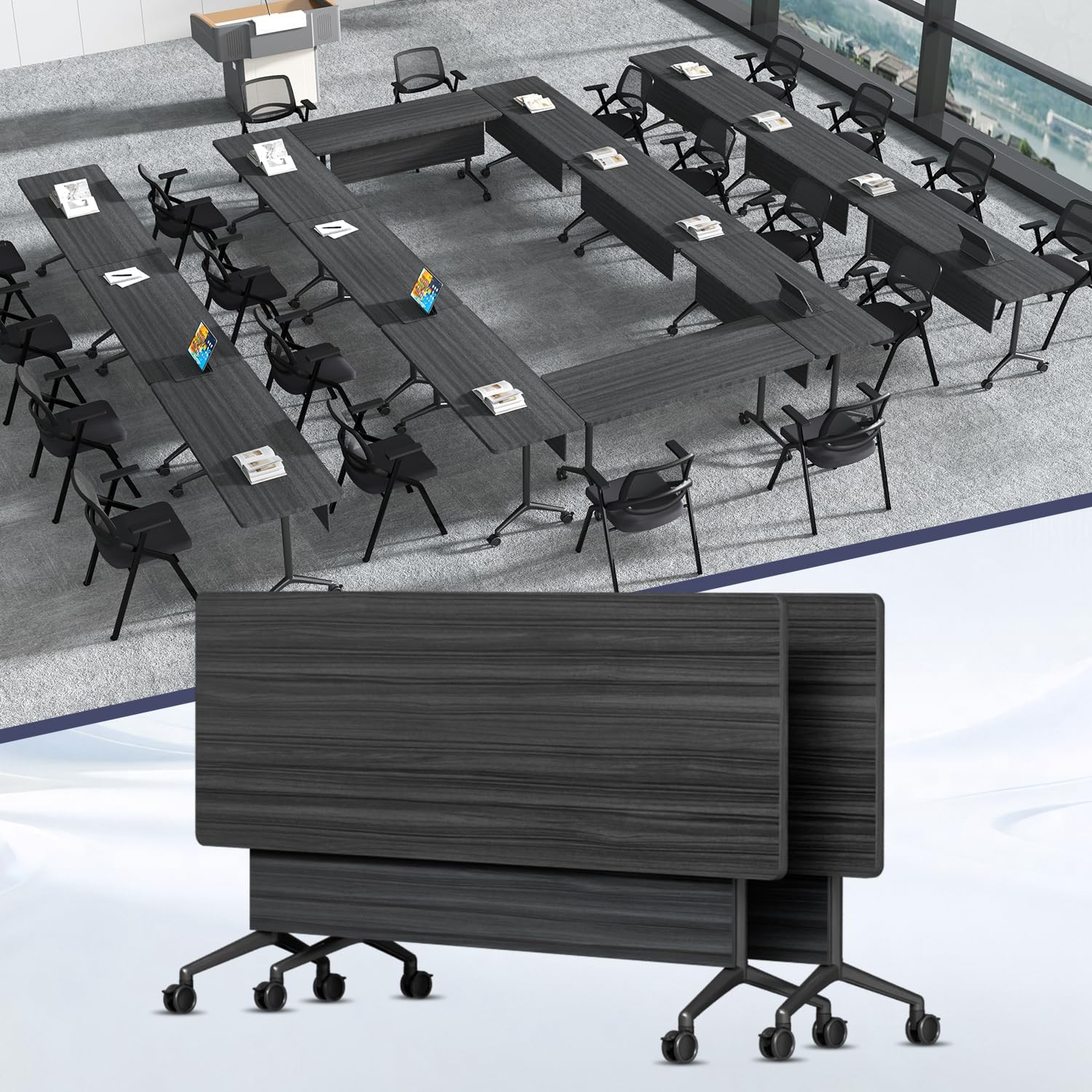35.4in Modular Folding Conference Table with Wheels for Training Room 2Pack thumbnail