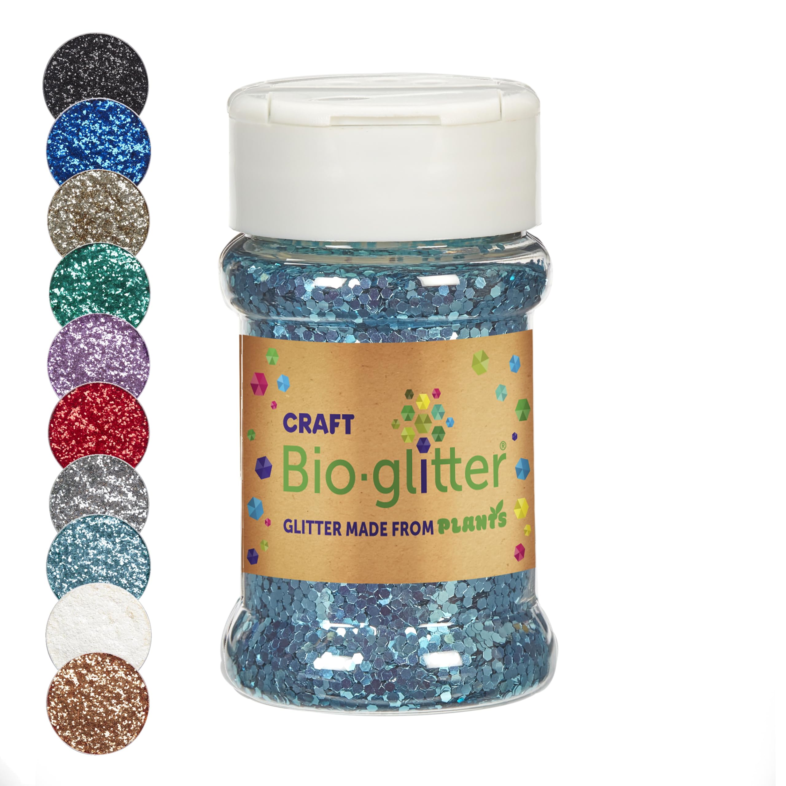 Craft Biodegradable Glitter, Chunky Glitter, Arts and Crafts for Kids, Card Making, Decorations, Candle Making, Eco-Friendly, Cruelty Free - Turquoise - 40g x 10
