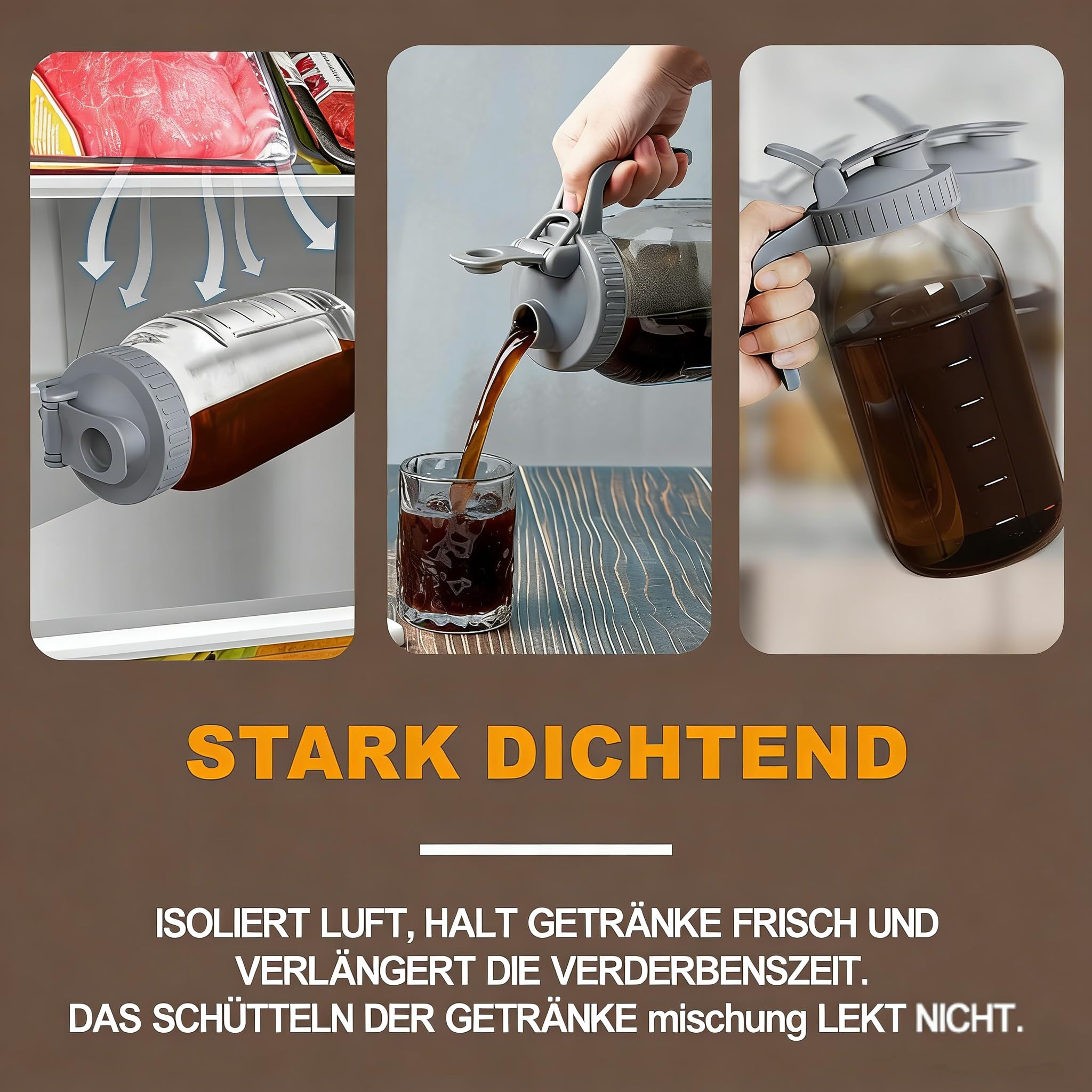 Cold Brew Kaffeebereiter Glas 1,8L, Mehrzweck-Maurerkrug mit Deckel und Filter für Eiskaffee, Limonade, Eistee, Fruchtgetränke