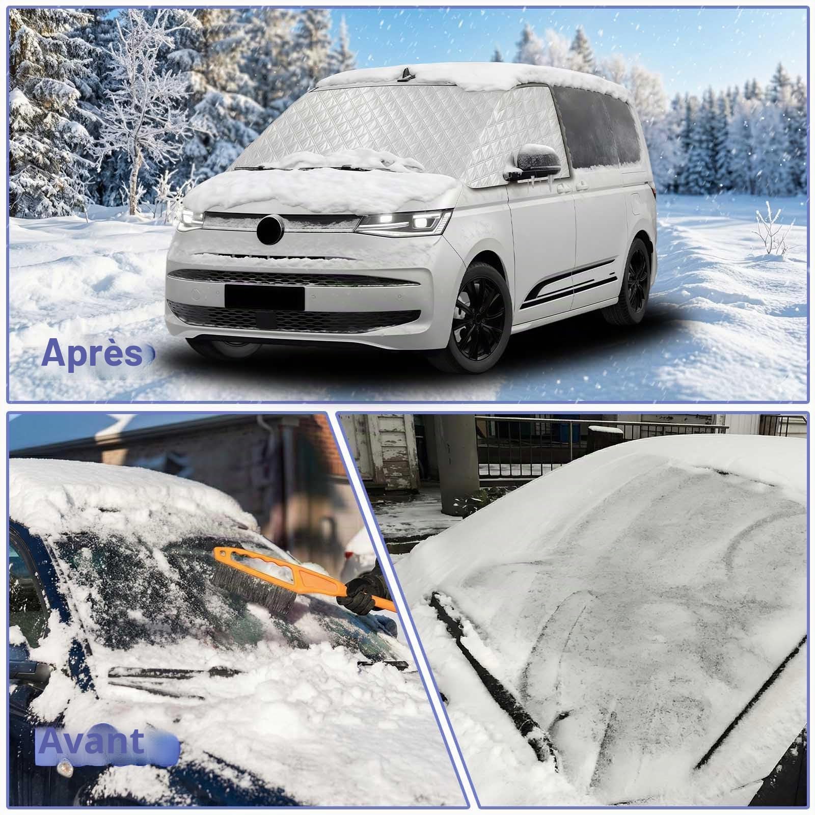 Protection de pare-brise avant compatible avec VW Multivan T7 (2021-2026) & VW California T7 | Protection solaire 4 saisons & protection contre le gel | Protection thermique contre la chaleur