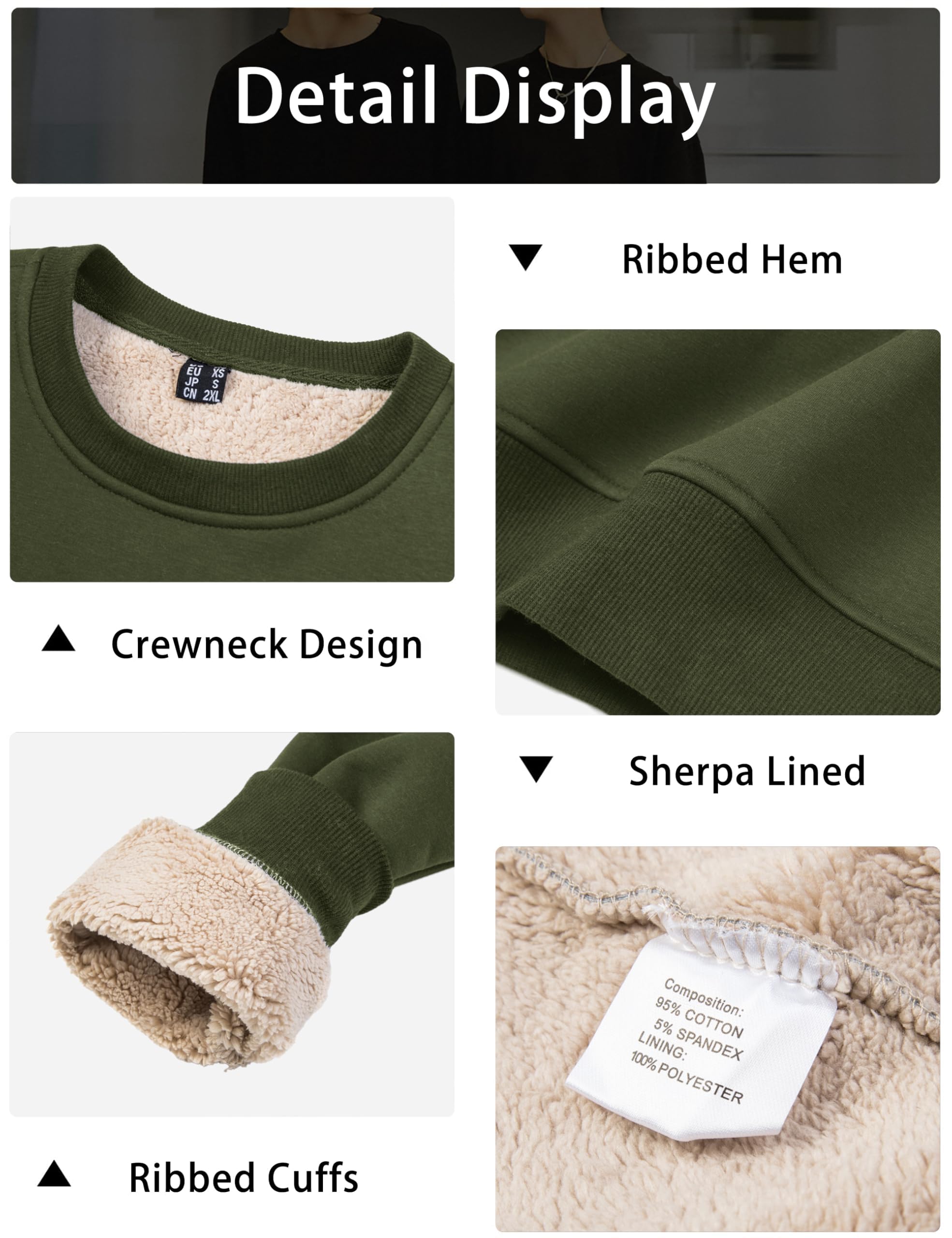 MAGCOMSEN Sudadera básica de invierno de forro polar para hombre, manga larga, informal, forrada cálida, deportiva, con cuello redondo, informal, manga larga, camiseta de cuello redondo