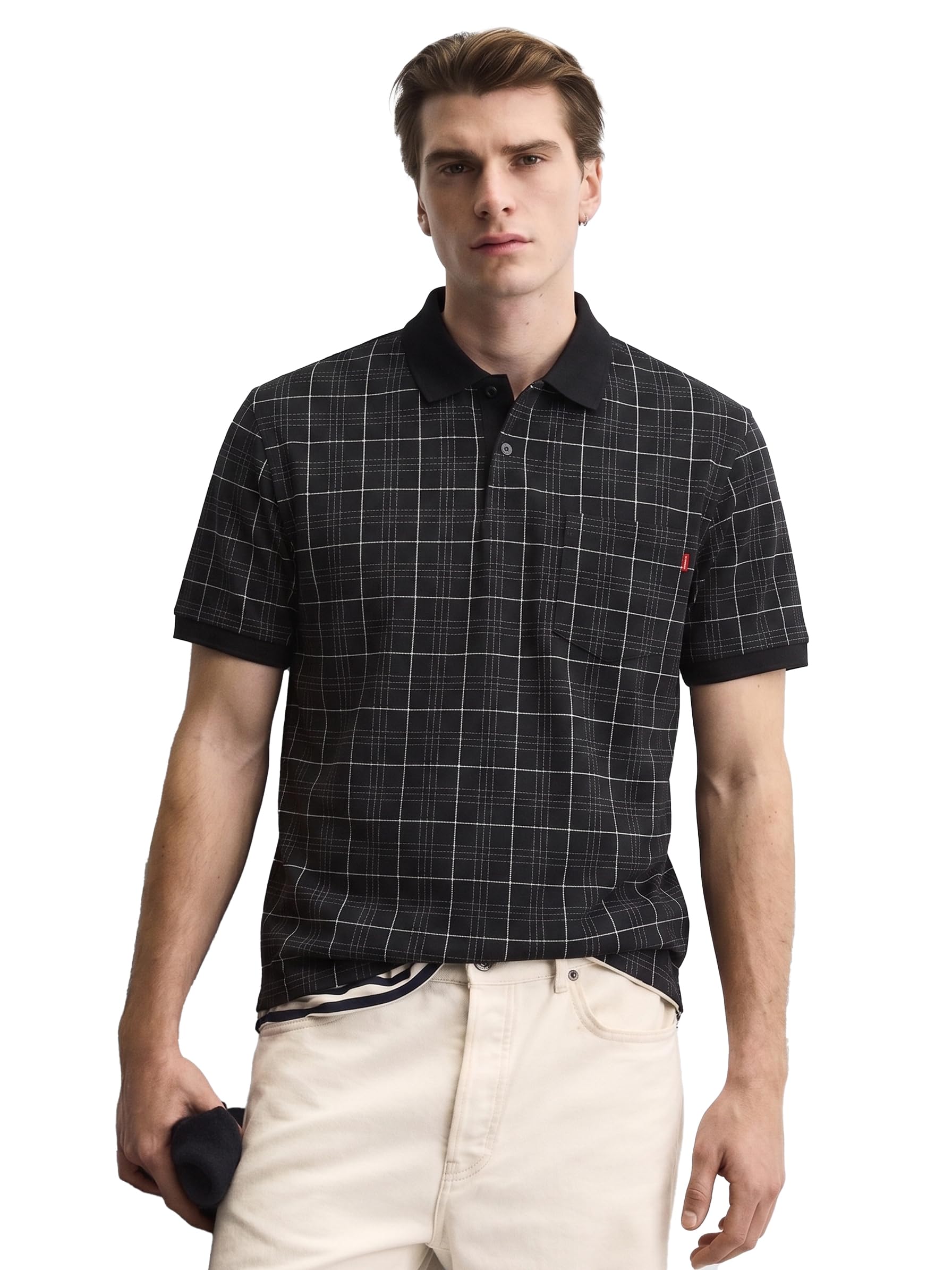 TMO Men’s Polo T-Shirt | Black Check Pattern | Cotton Polyester Lycra Blend | Soft Stretch Fabric | Smart Casual Regular Fit | Half Sleeve Polo | Sizes M–3XL-picture-47
