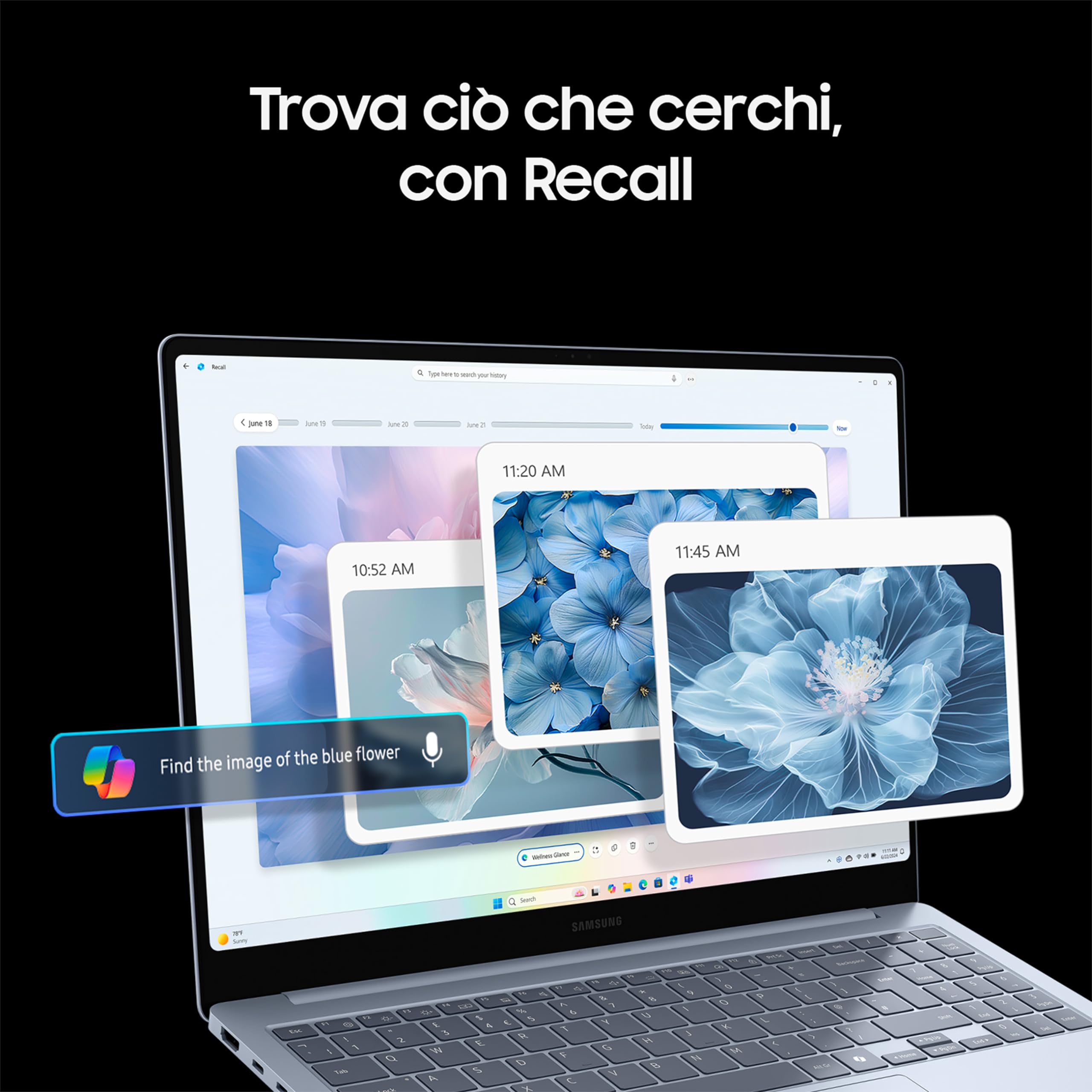 Samsung Laptop Galaxy Book4 Edge, Display da 14", Windows 11, Snapdragon Elite X, 16GB RAM, 512GB SSD, Sapphire Blue [Versione italiana]