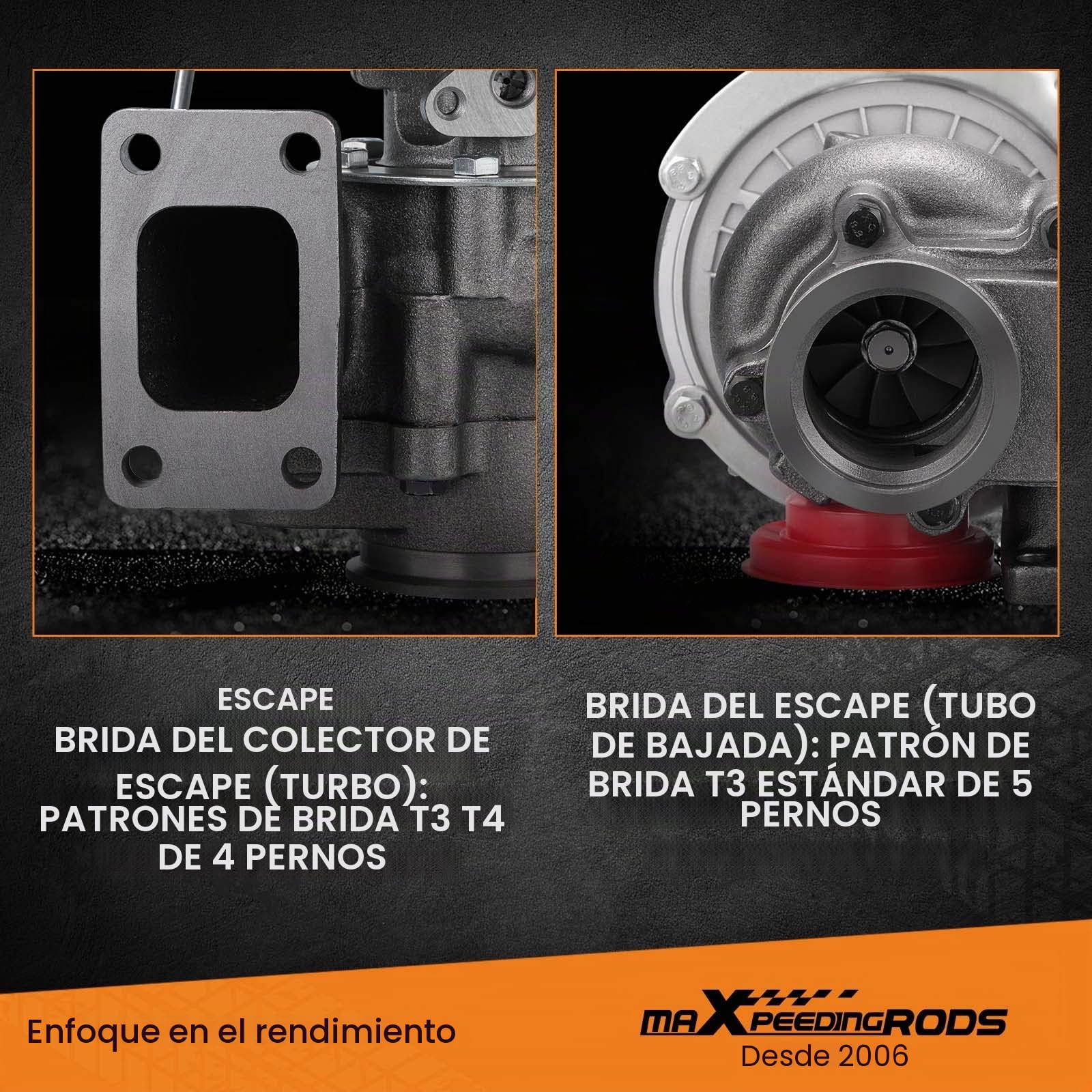 maXpeedingrods T3 T04E T3 0,63 0,5 a/r turbocompresor turbo universal | con banda en V de 2,5 pulgadas