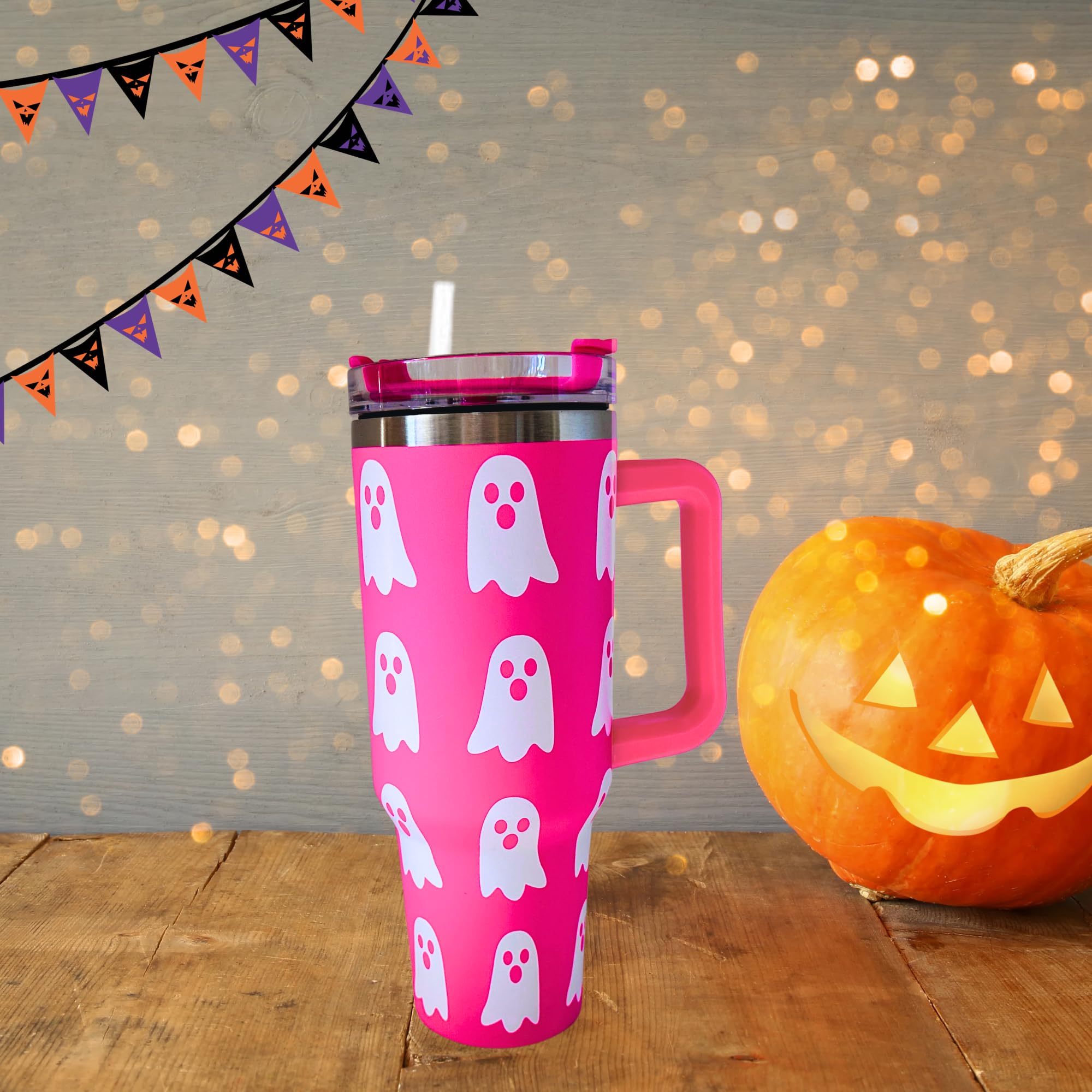 Amazon.com | Lashicorn Modern Ghost Tumbler Boo 40 oz. with Handle