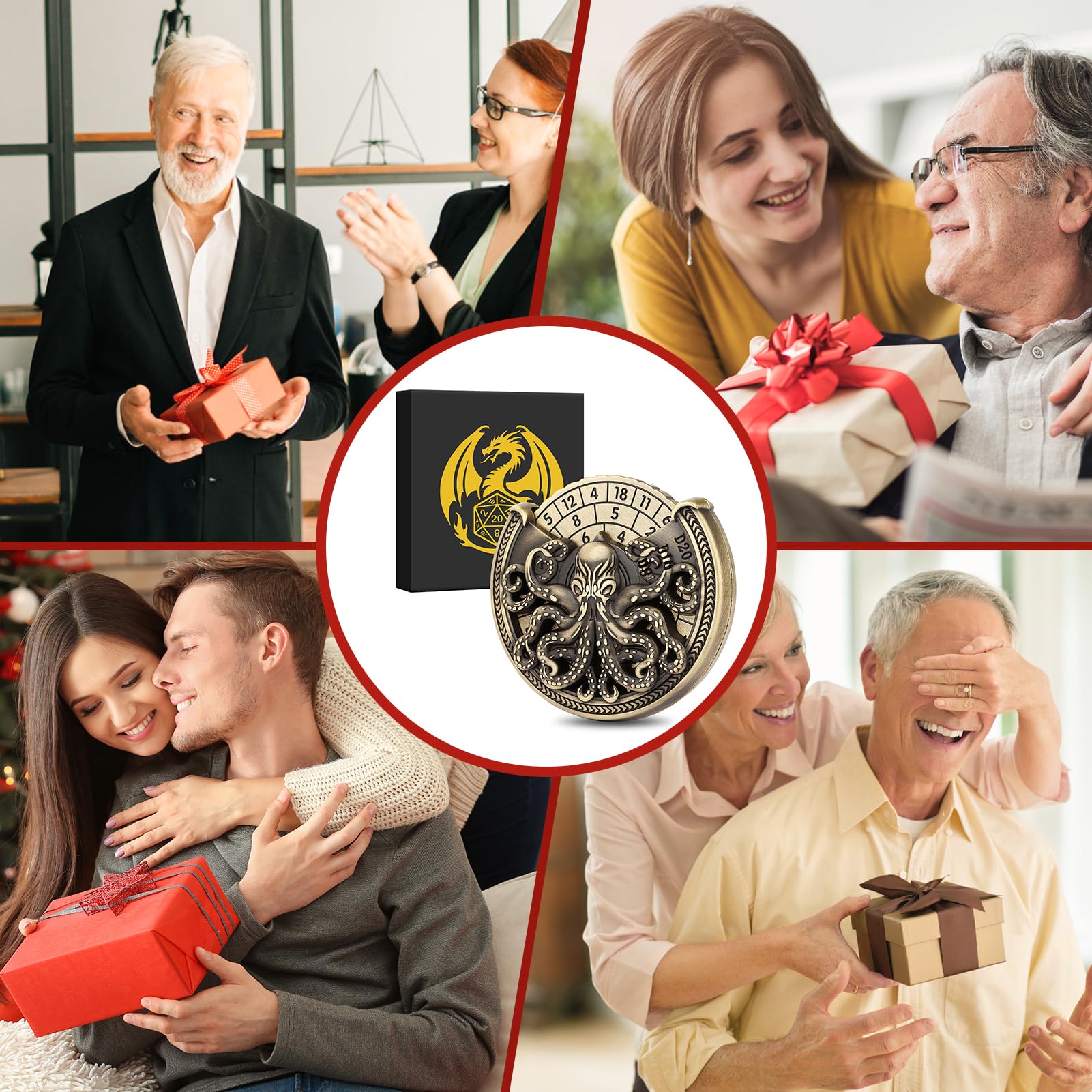 Set di dadi per D&D, set di dadi metallici 7 in 1, con giroscopio a punta di dita, set di dadi per roulette e polpi, set di dadi per D&D, regali di D&D con confezione regalo, accessori per giochi di