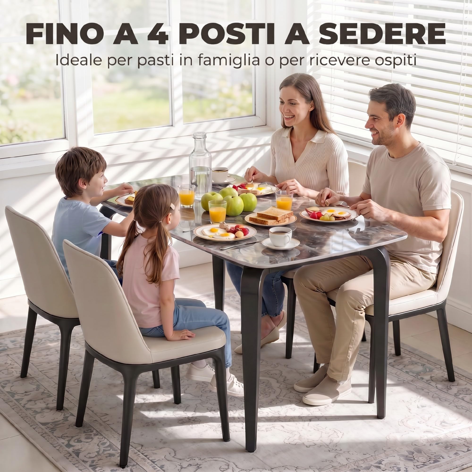 HOMCOM Tavolo da Pranzo per 4 Persone Tavolo Cucina 130x70x75 cm Marrone
