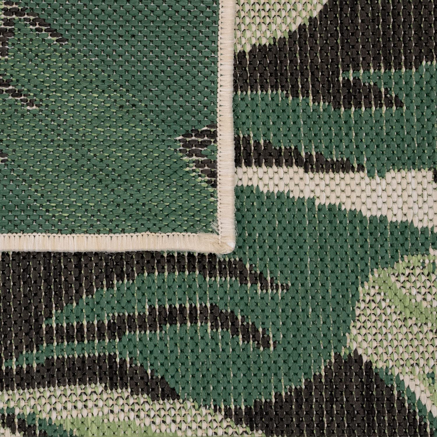 TT Home Tapis Jardin Exterieur Terrasse Cambre Cuisine Balcon Modern Palmiers Fleuri, Couleur: Vert Beige, Dimension:160x230 cm