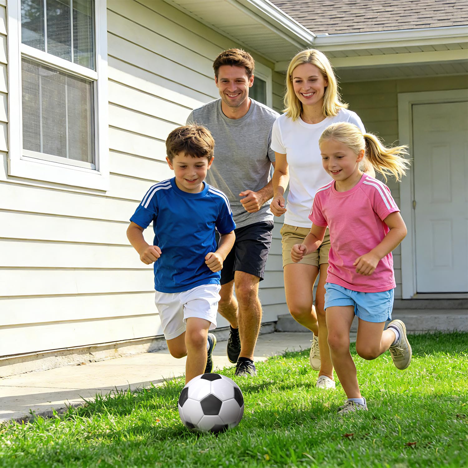 jiaonun 6 Stück Fußballbälle Größe 3/4/5, klassisch, schwarz und weiß, für Kinder, Jugendliche und Erwachsene, drinnen und draußen, mit Pumpe