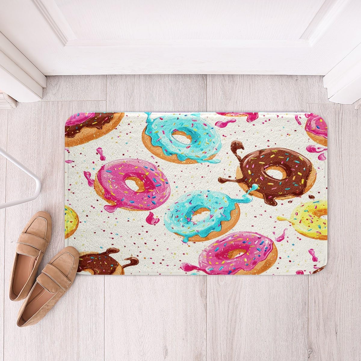 Feelyou Chocolate Doughnut Bath Rugs for Shower Tub Donuts Bathroom Rugs for Boys Girls Children Whimsical Dessert Bath Mats for Bathroom 16"x24"