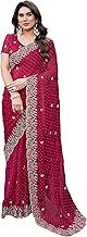 TTH THE TEXTILE HUB Women's Wedding Saree | Jimmy-Choo Organza Saree | Embroidery Organza Saree | With Unstitched Blouse Piece
