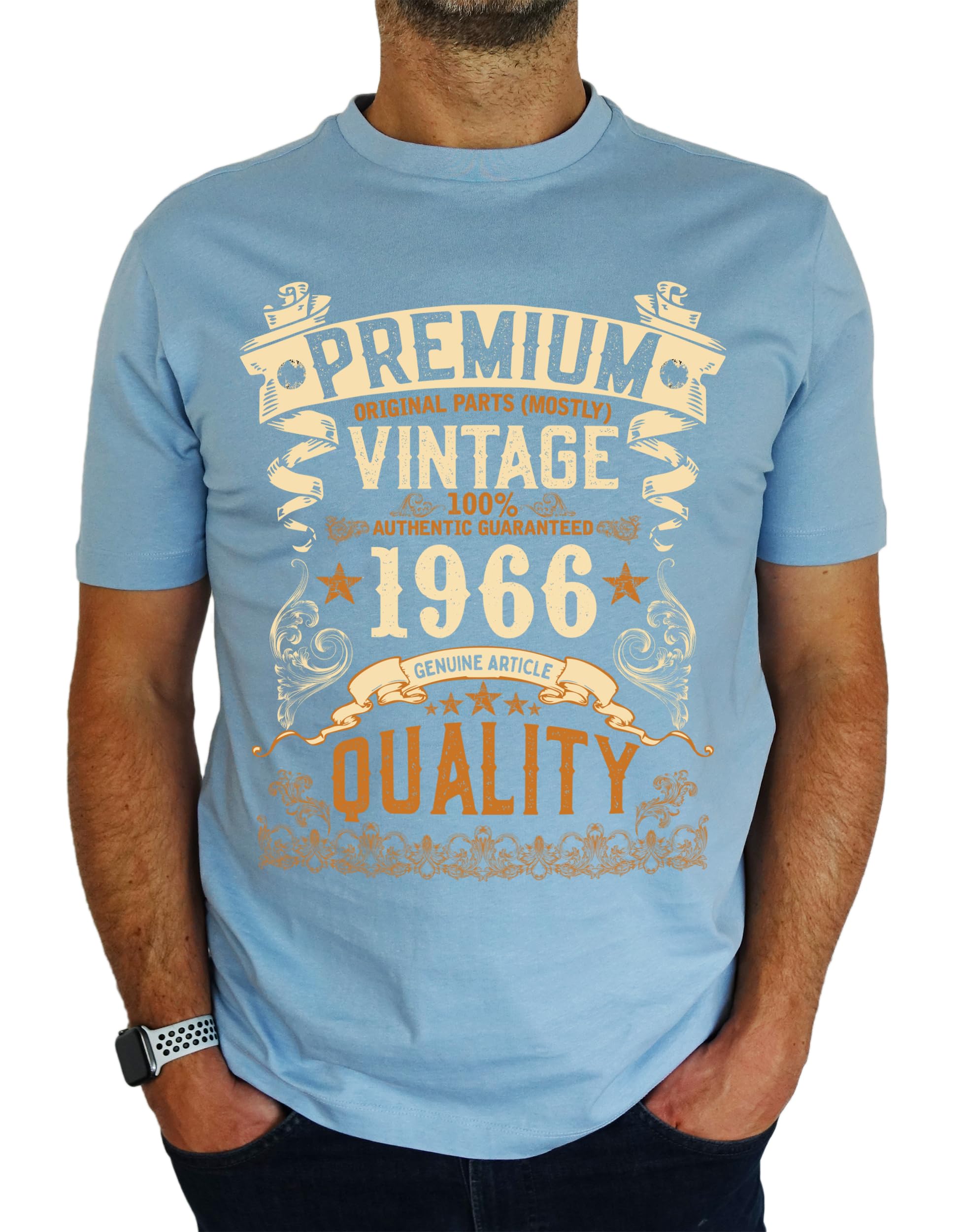 1966 Vintage - Premium Quality - 60th Birthday Gift | Present Mens T-Shirt Sky Blue M