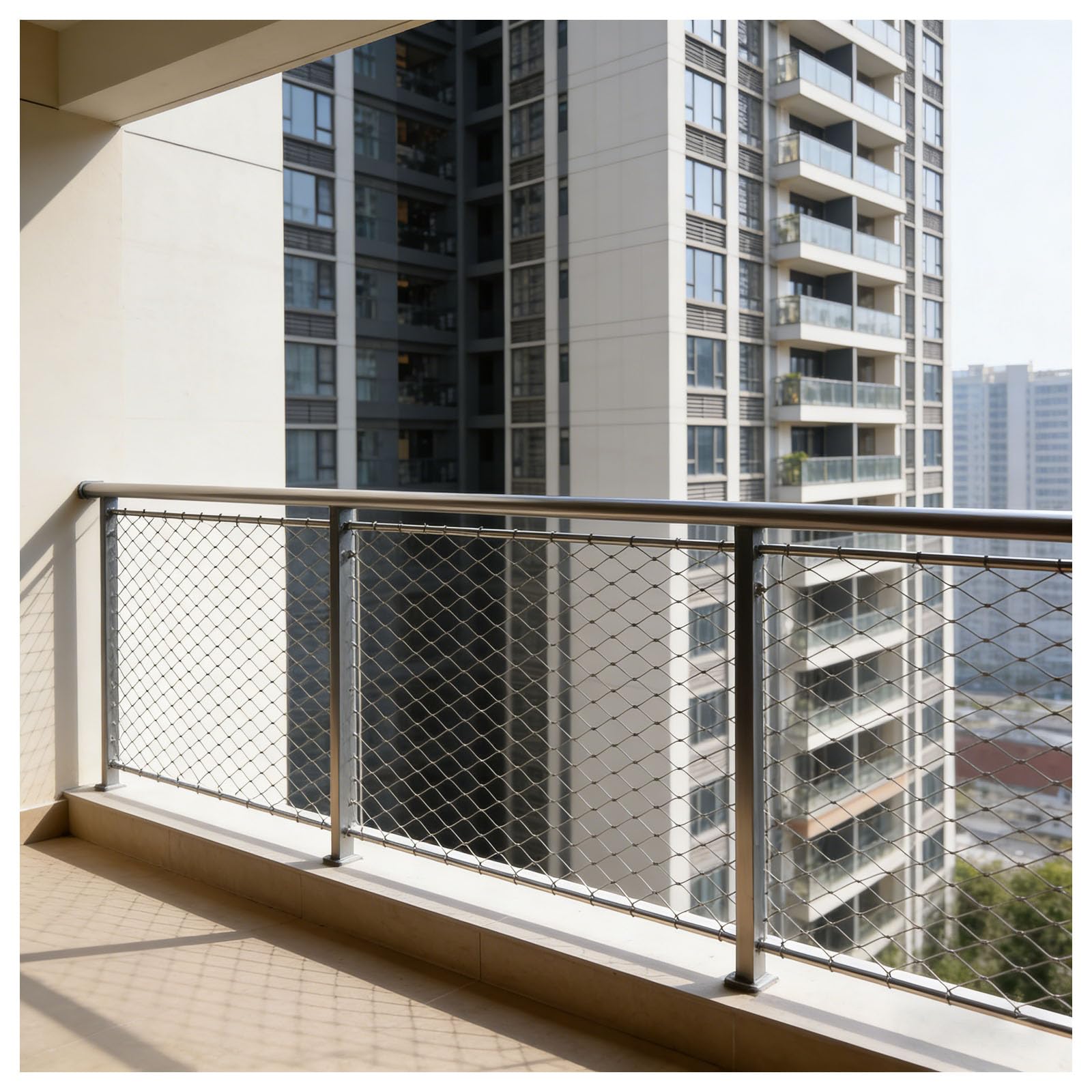 Stair Protection Fence, Stainless Steel Wire Rope Net, Coil Metal Flexible Cable Security Mesh, Safety Netting For Balcony Stairs, Flexible Cable Balu(Size:100X700 cm(3.3x23 ft),Color:Mesh hole 20cm)