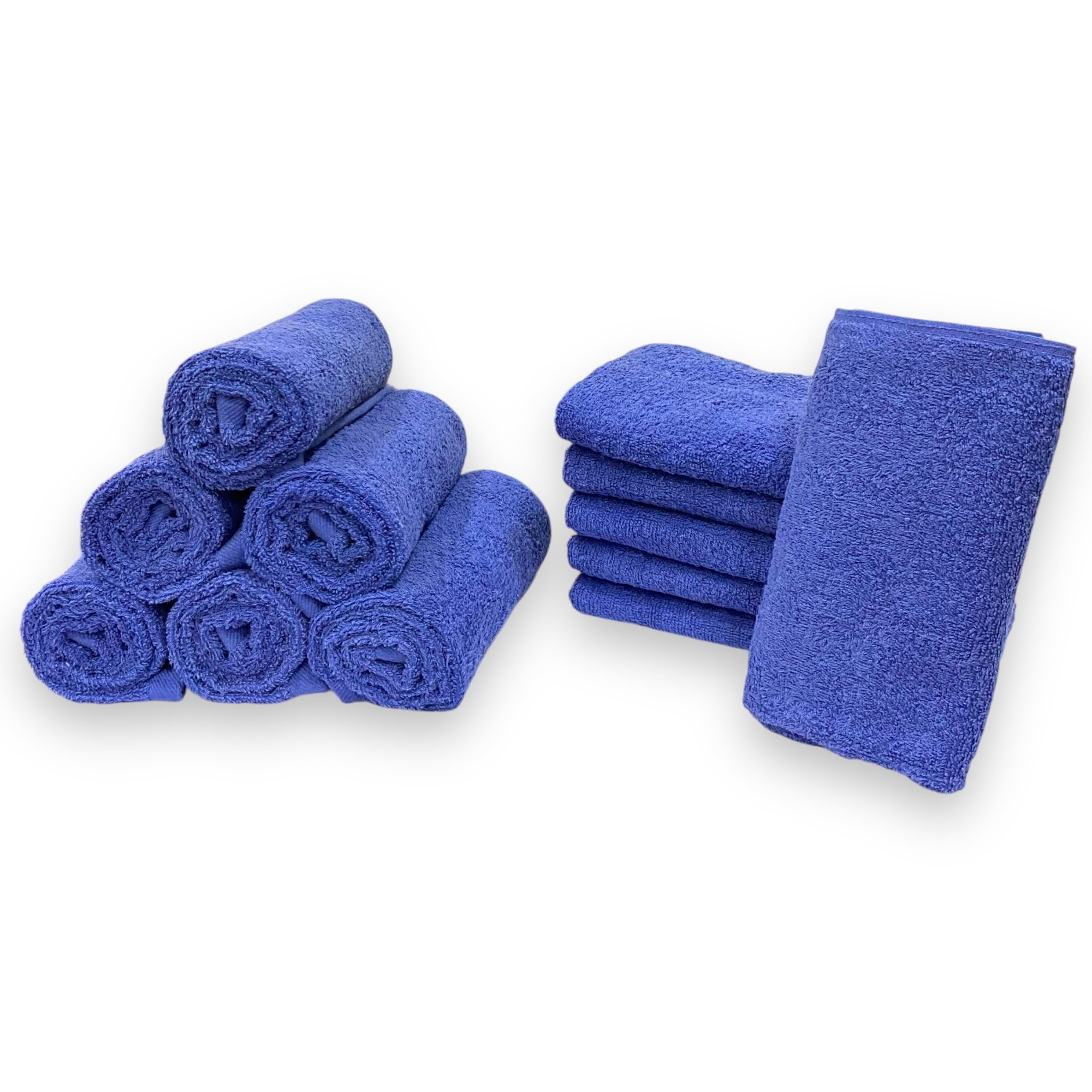 Premium Blue Wash Cloths 100% Cotton - Pack of 12 - Bathroom Hand Towels, Washcloths Bath Towels, Soft and Highly Absorbent - Perfect for Hotel, Kitchen, Gym, Salon Nail Salon (Size: 13''x13'')
