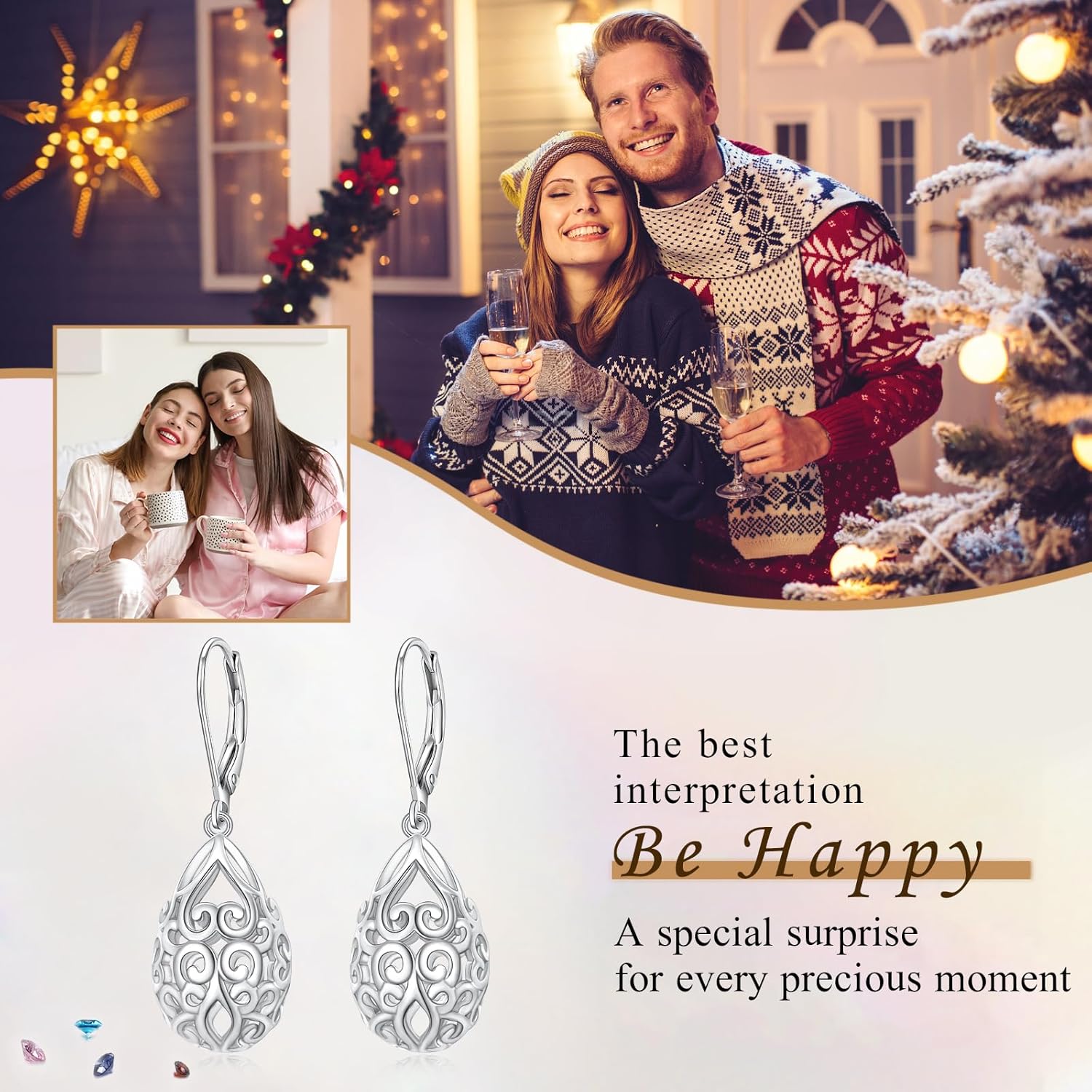 Alphm Filigree Dangle Drop Earrings 925 Sterling Silver French Style Leverback Teardrop Earrings for Women Lightweight Hypoallergenic Jewelry Valentine's Day Gifts for Wife Girlfriend - Image 8