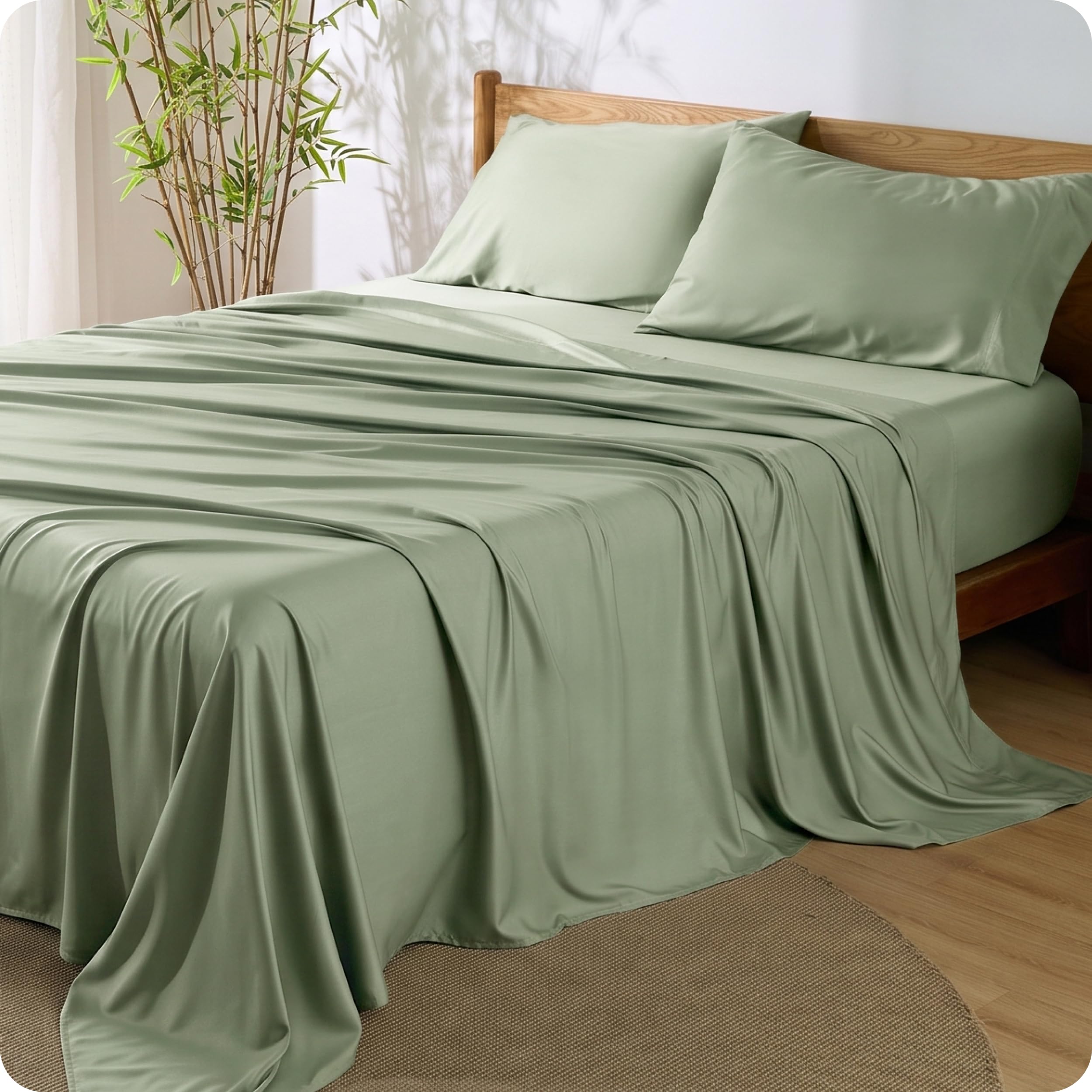 Bedsure PureWoven 100% Rayon Derived from Bamboo, Full Size Sheets, 4 PCS