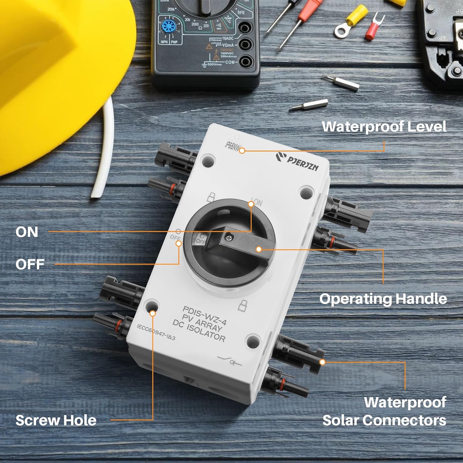 Solar Panel Disconnect Switch 4P 32A 1000VDC Isolator Switch PV System IP66 Waterproof - Ideal for Solar Power Outdoor Isolation Cut Off for Photovoltaic System Repair Replace(1000V 32Amps)
