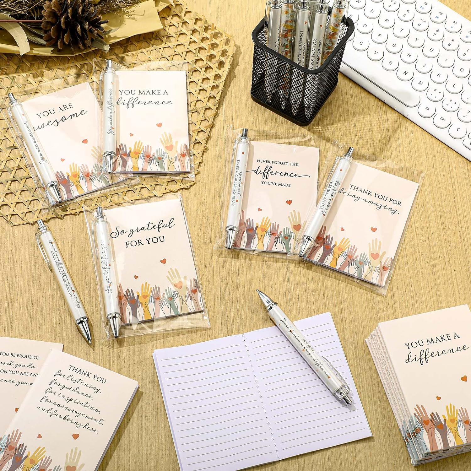 Tondiamo 40 Sets Volunteer Appreciation Gifts Volunteer Notepads with Inspirational Pens and Bags Thank You Gift for Coworker Teacher Nurse