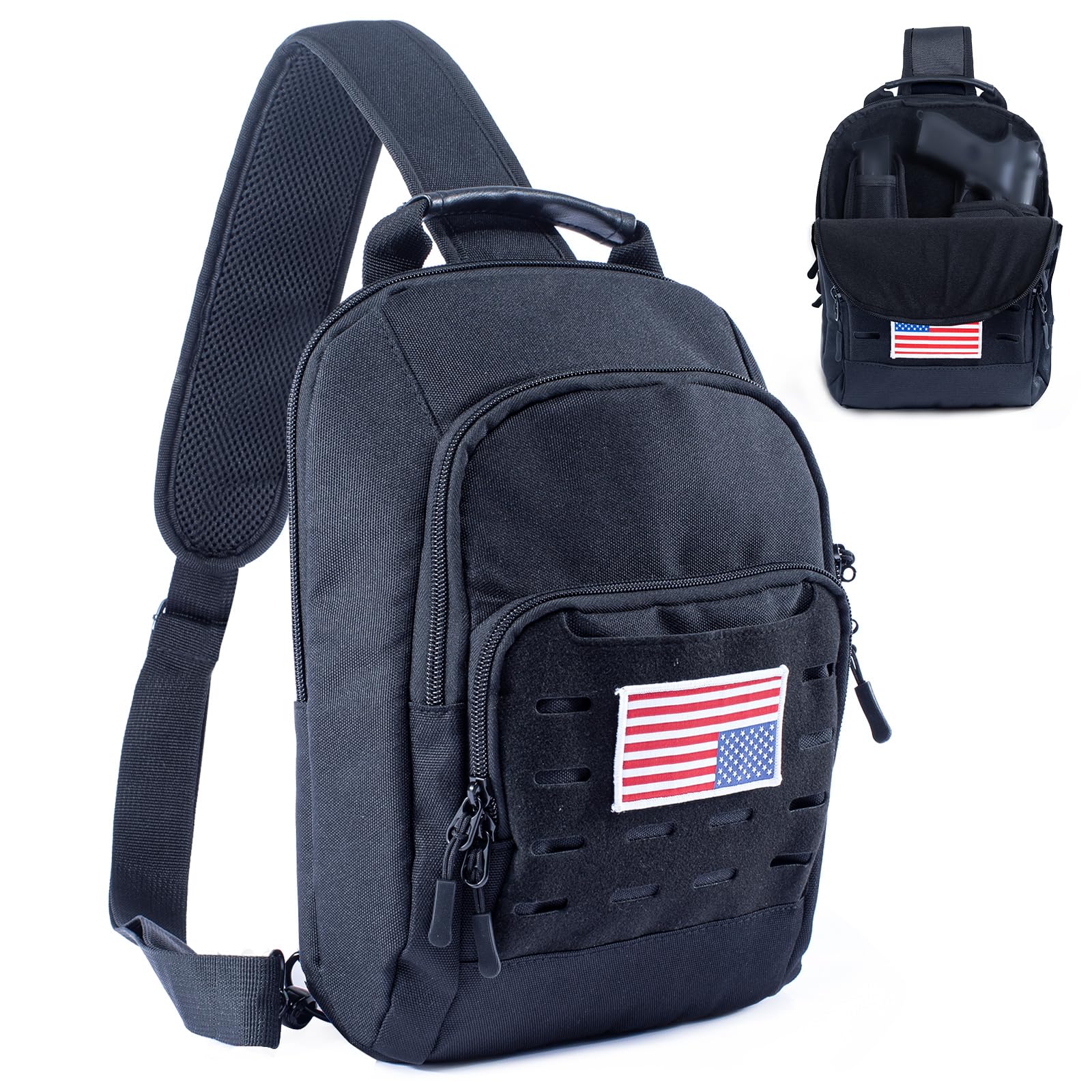 VIGERARI Tactical Sling Bag for Men, Concealed Carry Bag for Men, Women Gun Bag, Tactical Sling Backpack for Handguns