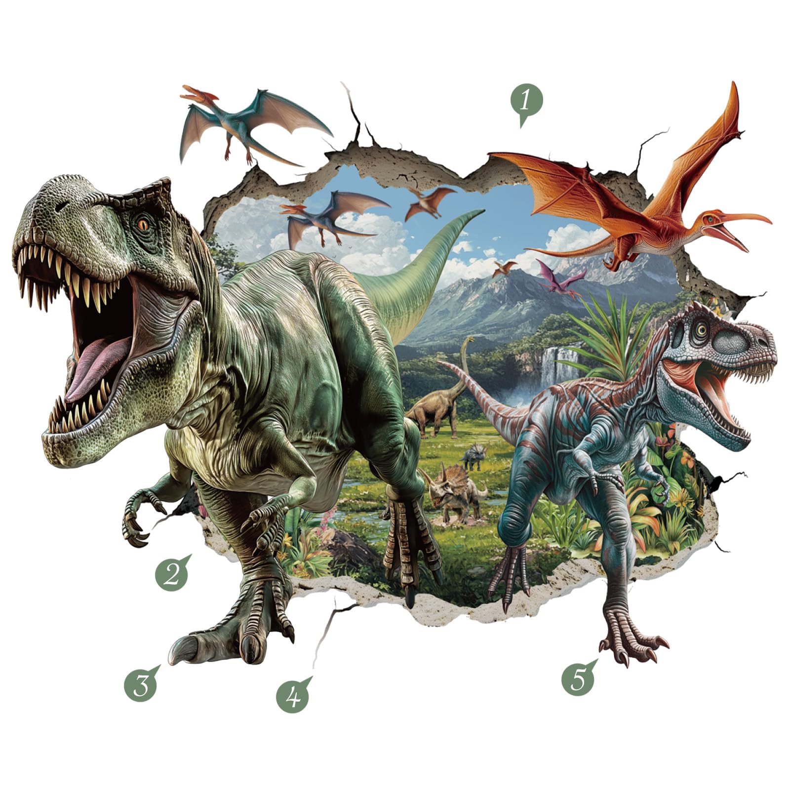 SHUCHING Pegatinas de Pared Dinosaurios Grandes, Vinilo Adhesivo Pared Dinosaurios Jungla 3D, Vinilos Decorativos para Dormitorio Infantil Niños