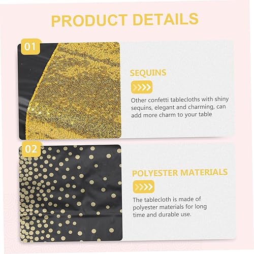 Miniatura 2 de jojofuny 2 Sets Sequin Tablecloth Glitter Table Mat Centerpiece Table Decorations Rose Gold Birthday Decorations Bridal Shower Decorations Dotted