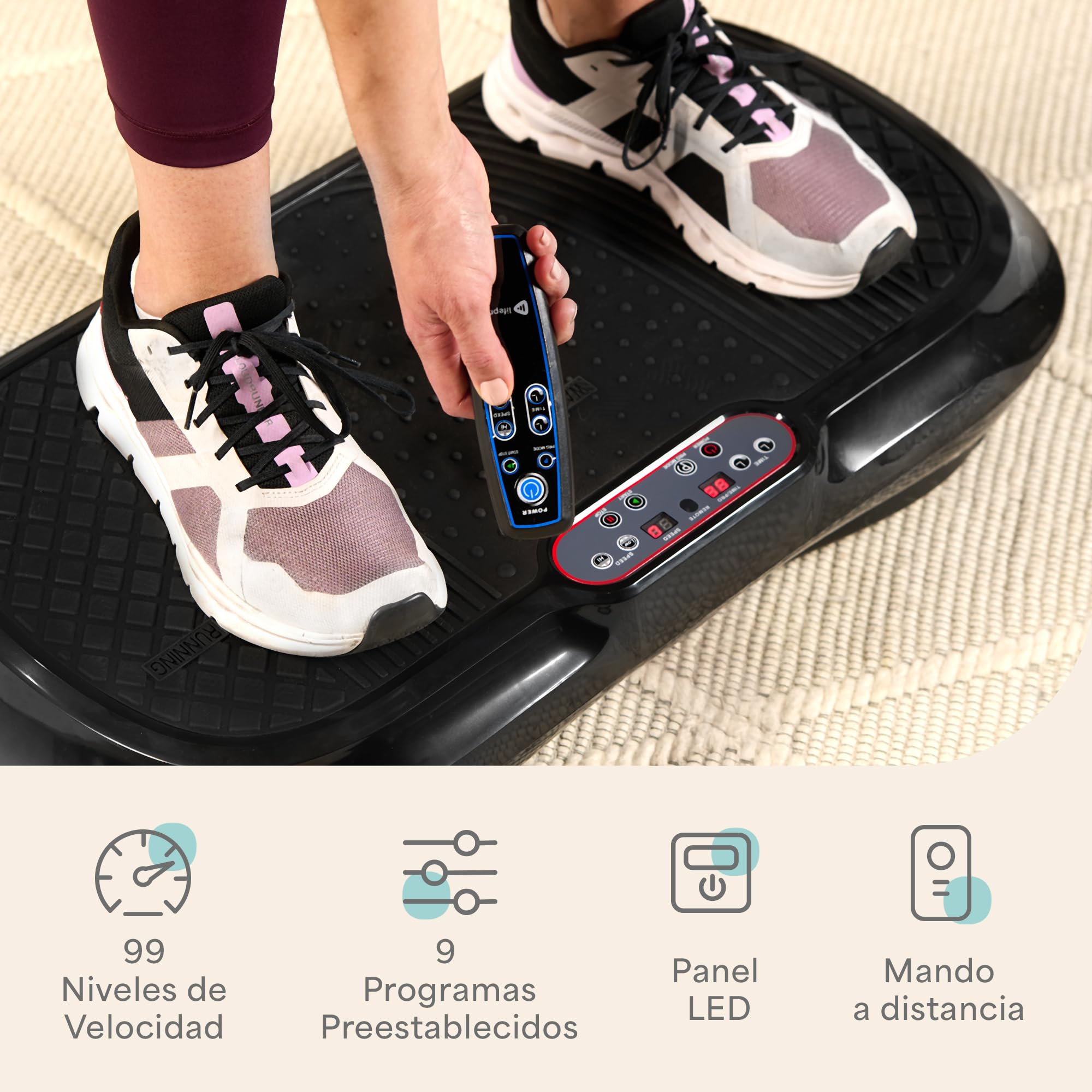LifePro Waver - Máquina de Ejercicio con Placa de vibración para Entrenamiento Cuerpo Completo, 99 Niveles Velocidad, Bandas Resistencia, Control Remoto, Fitness en casa y Plataforma
