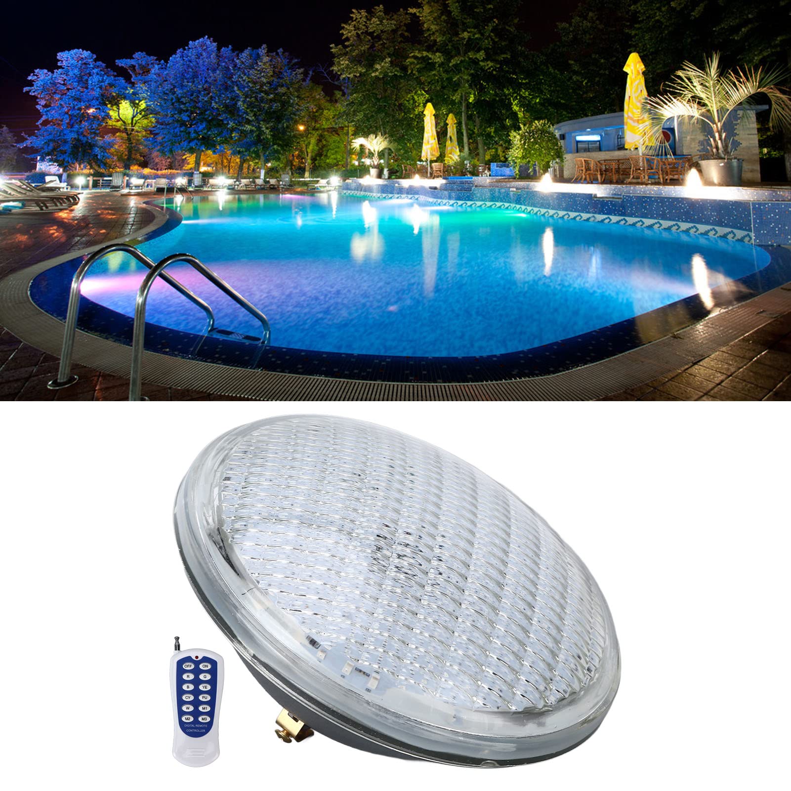 Naroote RGB Podwodna Basenowa 18W IP68 Wodoodporna, do Basenu