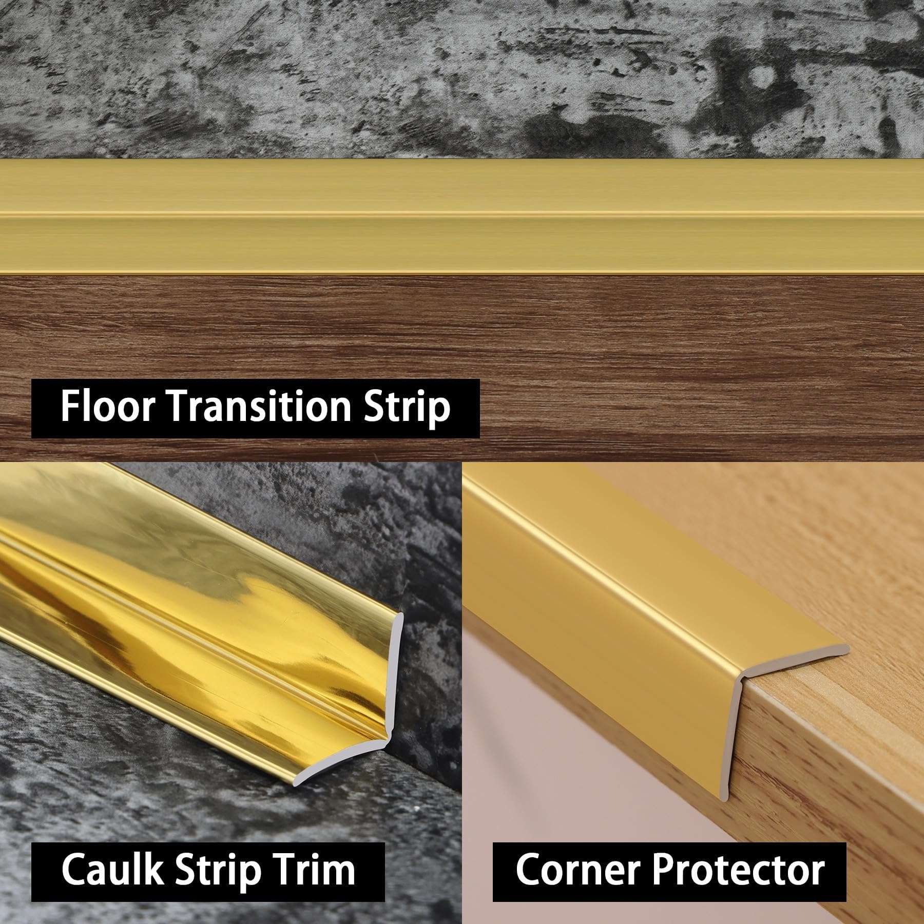 Trimold Shiny Gold Multifunctional Wall Molding Trim & Corner Guards & Caulk Strip - Image 4
