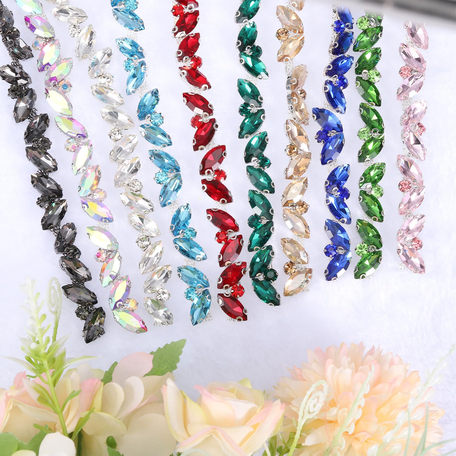 Chaîne Strass à Coudre 4mm - 5,5 Yards (5m) - Noir - Pour Décoration Vêtements, Sacs, Chaussures DIY