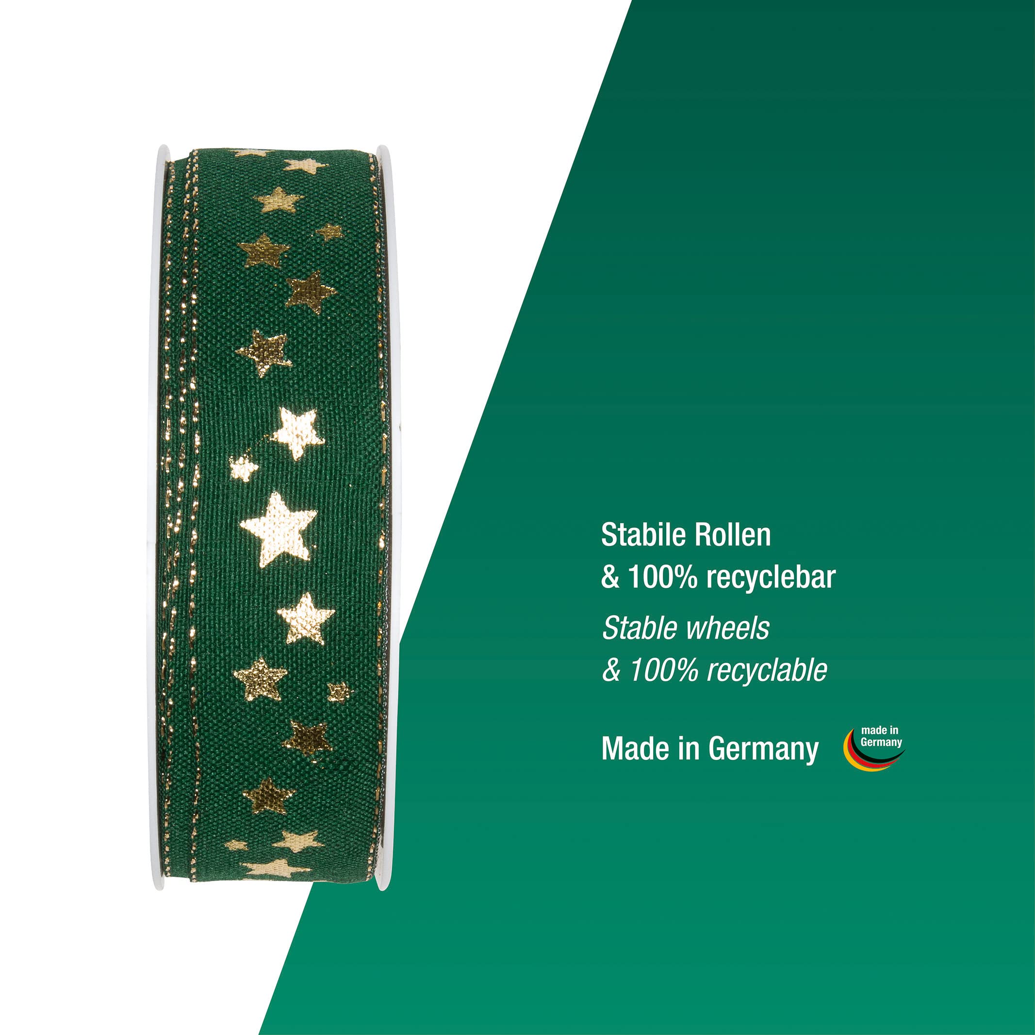 Halbach Seidenbänder 295-025-32-18 wstążka prezentowa Boże Narodzenie, poliester, zielona, 25 mm x 18 m