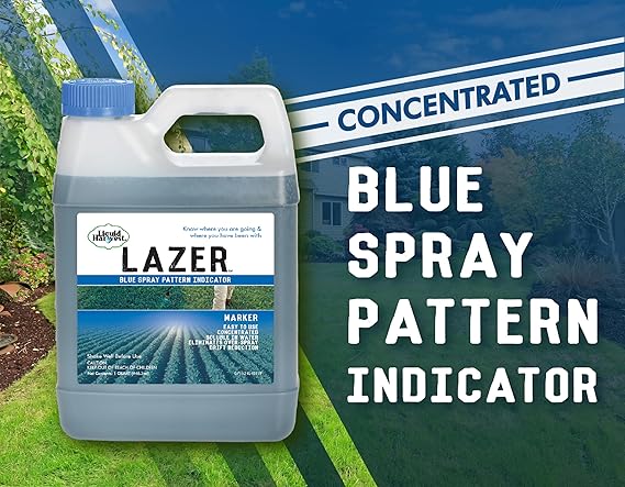 Liquid Harvest Lazer Blue - 32 Ounces - Concentrated Spray Pattern Indicator - Perfect Weed/ Fertilizer Marking Dye, Turf Mark and Blue Herbicide Marker