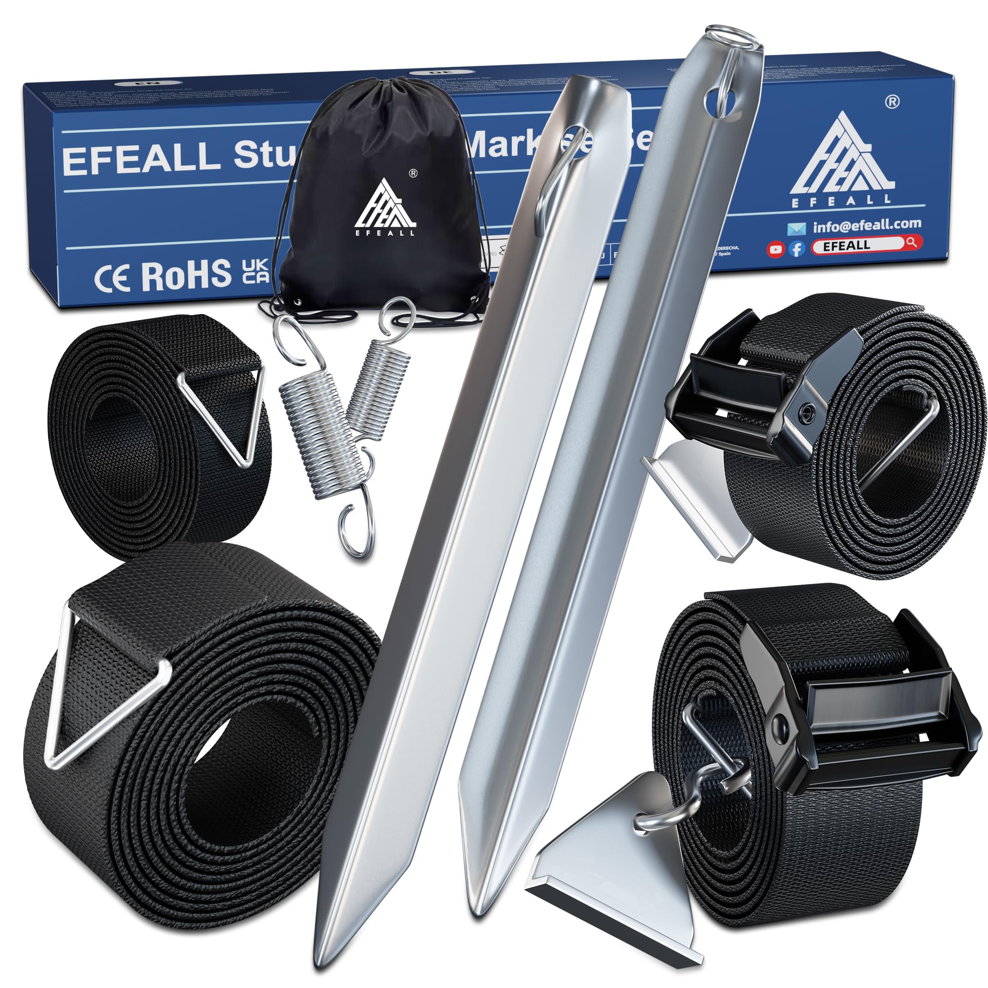 Storm Strap Set per Canale a C per tende da campeggio, Kit di fissaggio tenda da sole, Kit di fissaggio laterale tenda da sole RV per Fiamma/Thule Omnistor/Altri tenda da sole Binario C Canale