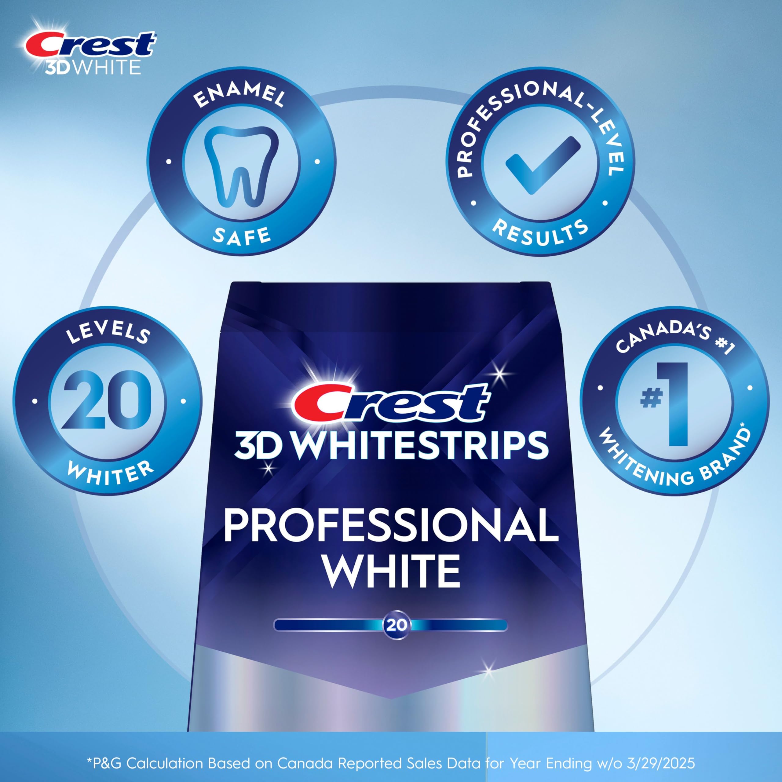 Crest 3D Whitestrips Professional White At-Home Teeth Whitening Kit, 22 Treatments, 20 Levels Whiter