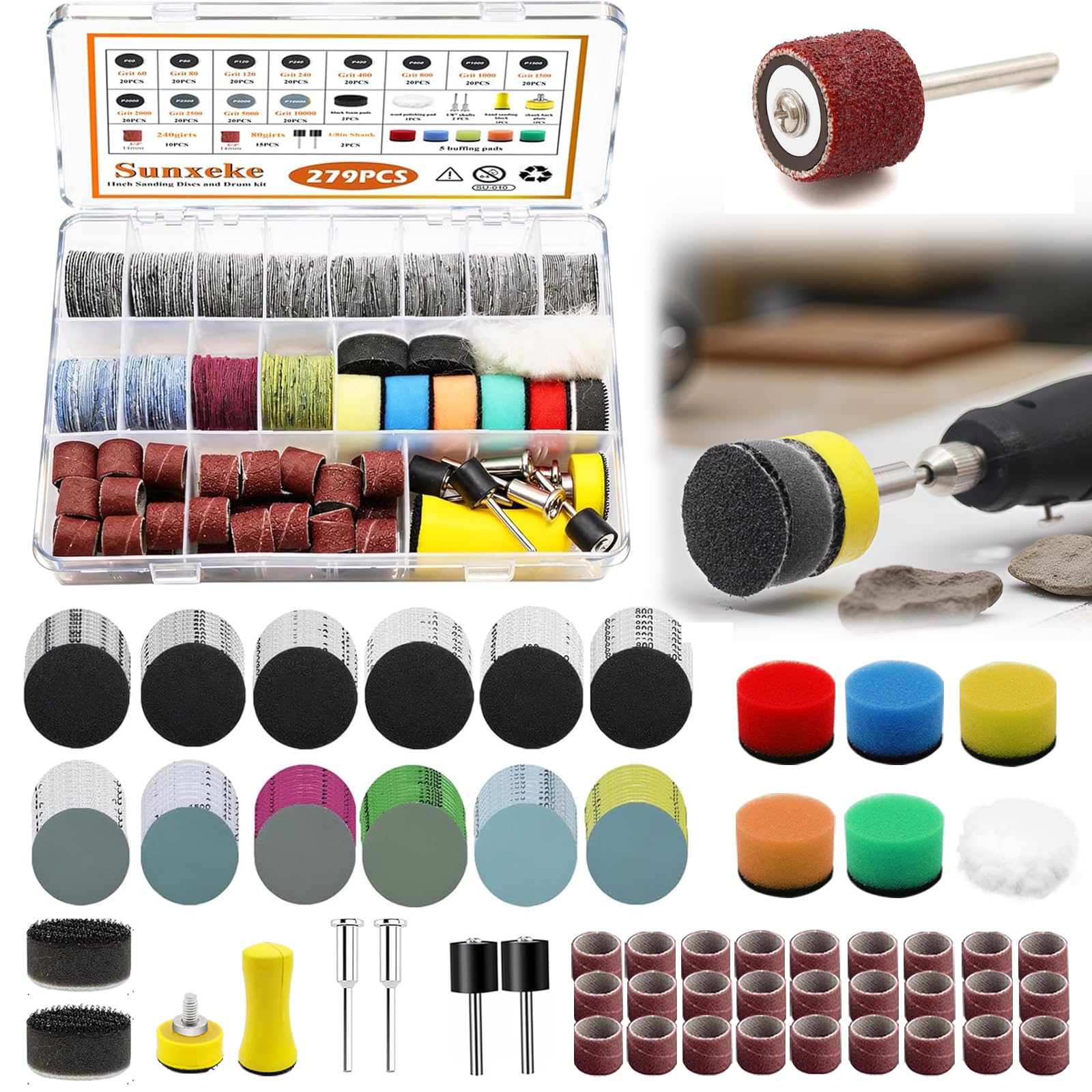 View 1 of ****FACTORY SEALED***
Sunxeke 279PCS 1" Sanding Disc & Drum Kit